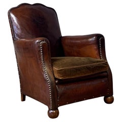 A Very Pretty French Leather Club Chair, Normandy Model, circa 1910’s