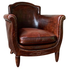 Antique A Very Pretty French Leather Club Chair Normandy Model Circa 1920’s