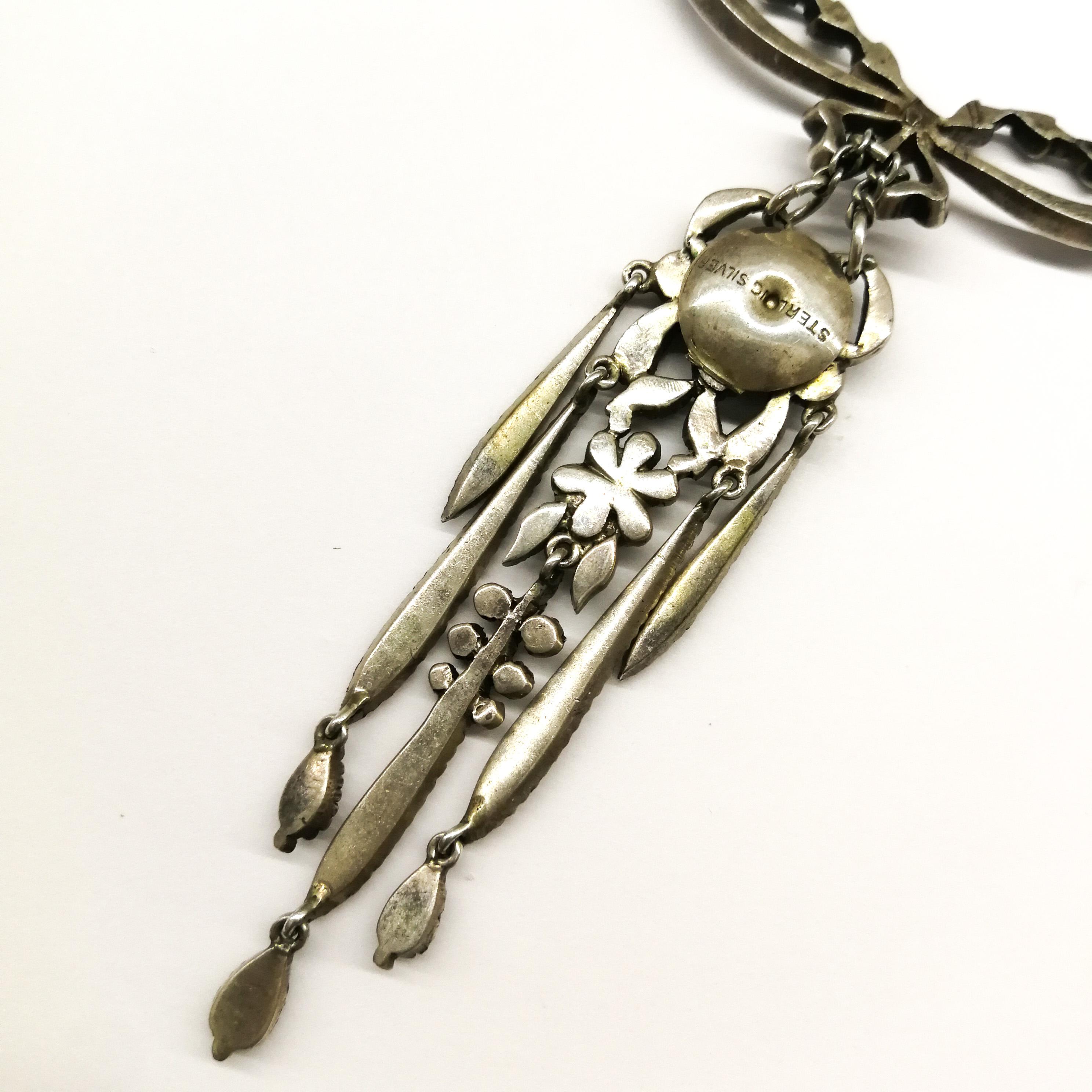 A very pretty silver and paste articulated 'cascade' necklace, English, c1900s  2