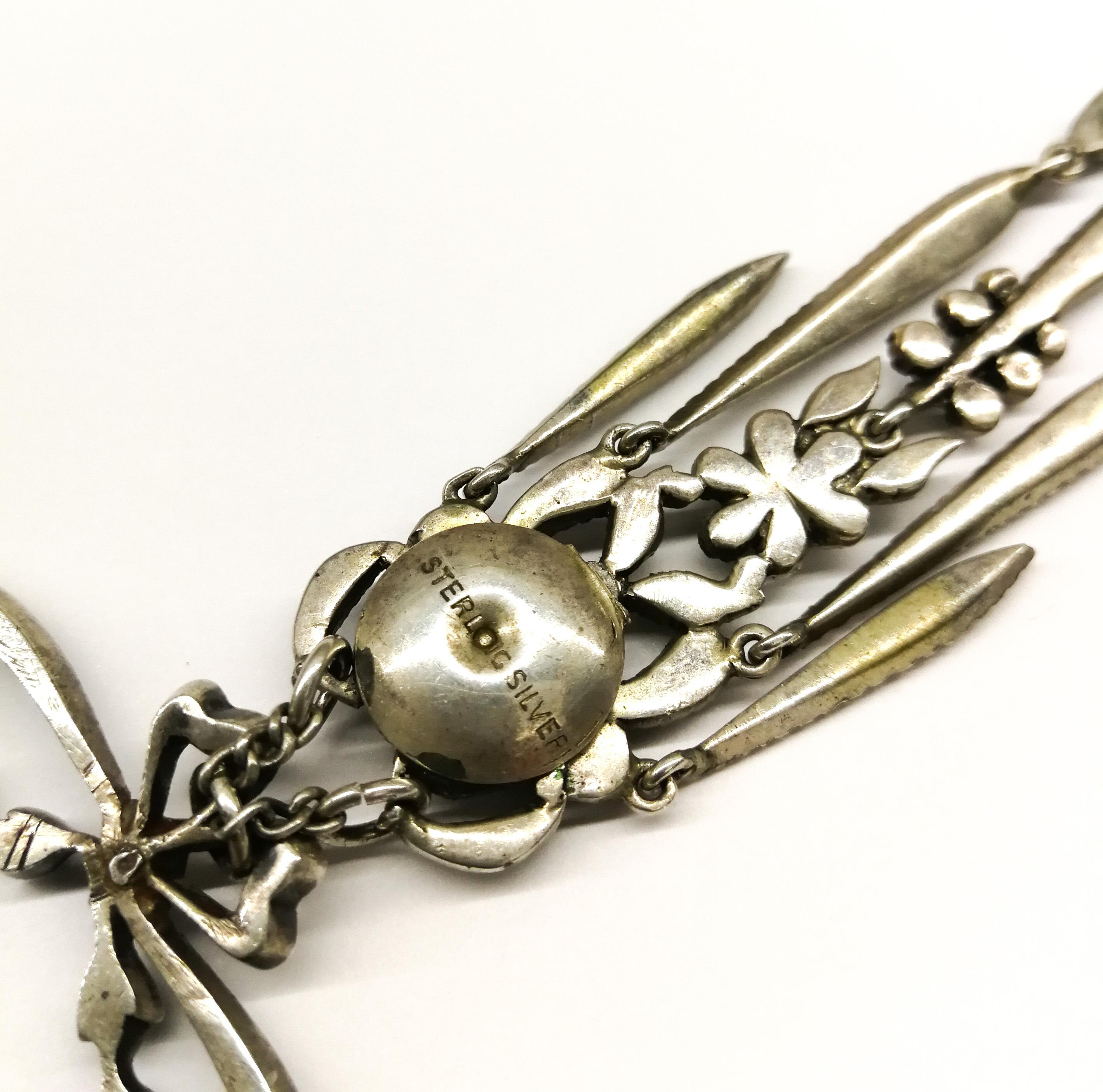 A very pretty silver and paste articulated 'cascade' necklace, English, c1900s  1