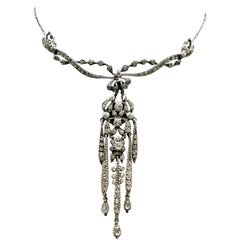 A very pretty silver and paste articulated 'cascade' necklace, English, c1900s 