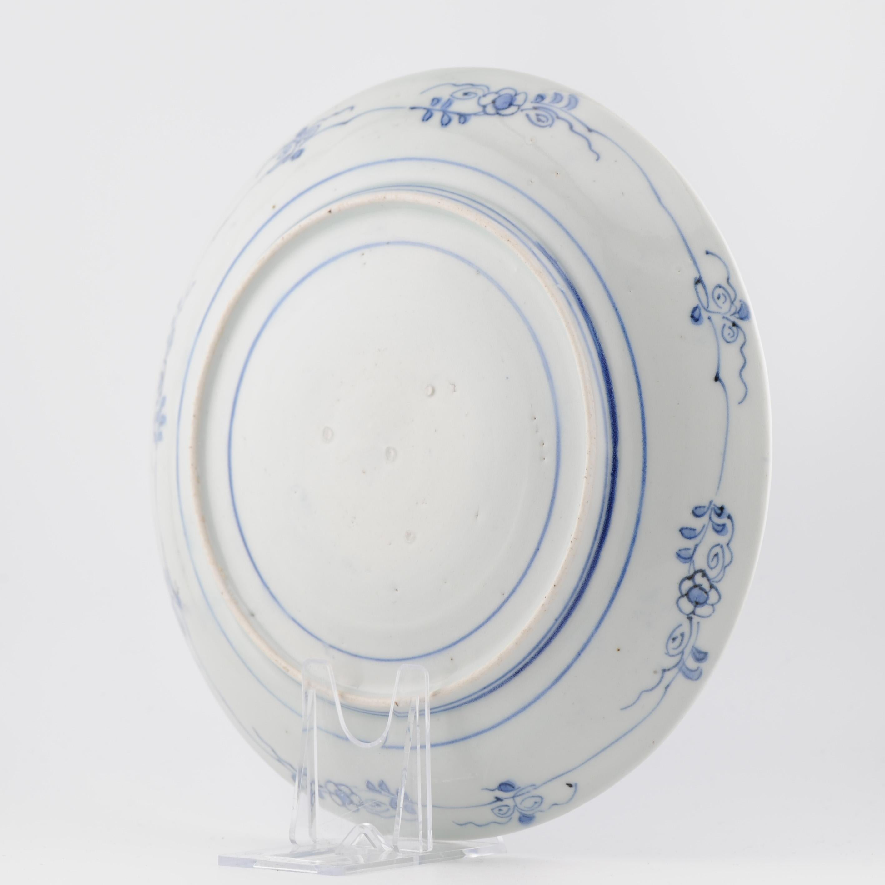 Rarísimo Plato de hojas de porcelana Ko-Kutani / Ko-Imari del periodo Edo de 17C, azul y blanco. en venta 6