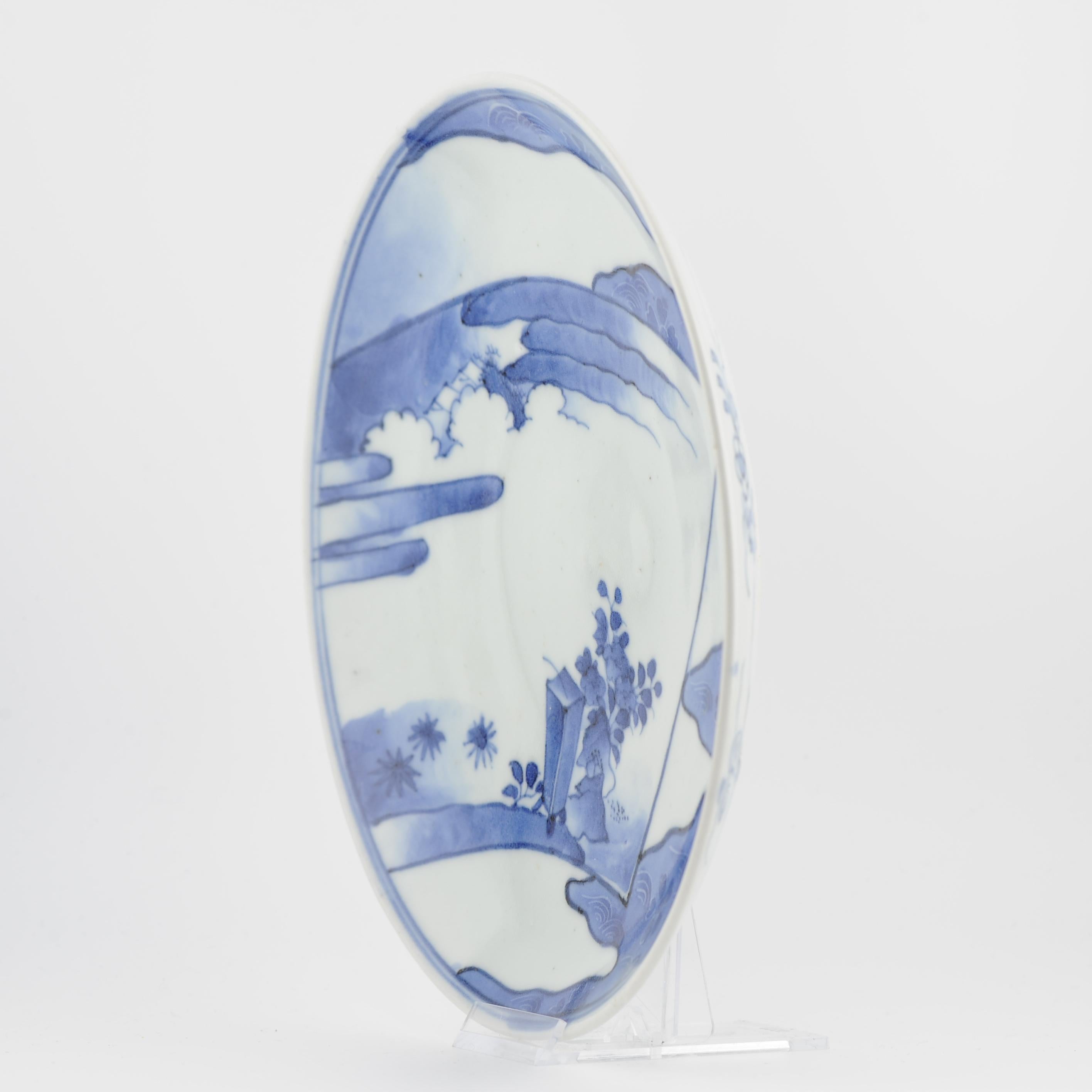 Rarísimo Plato de hojas de porcelana Ko-Kutani / Ko-Imari del periodo Edo de 17C, azul y blanco. en venta 7