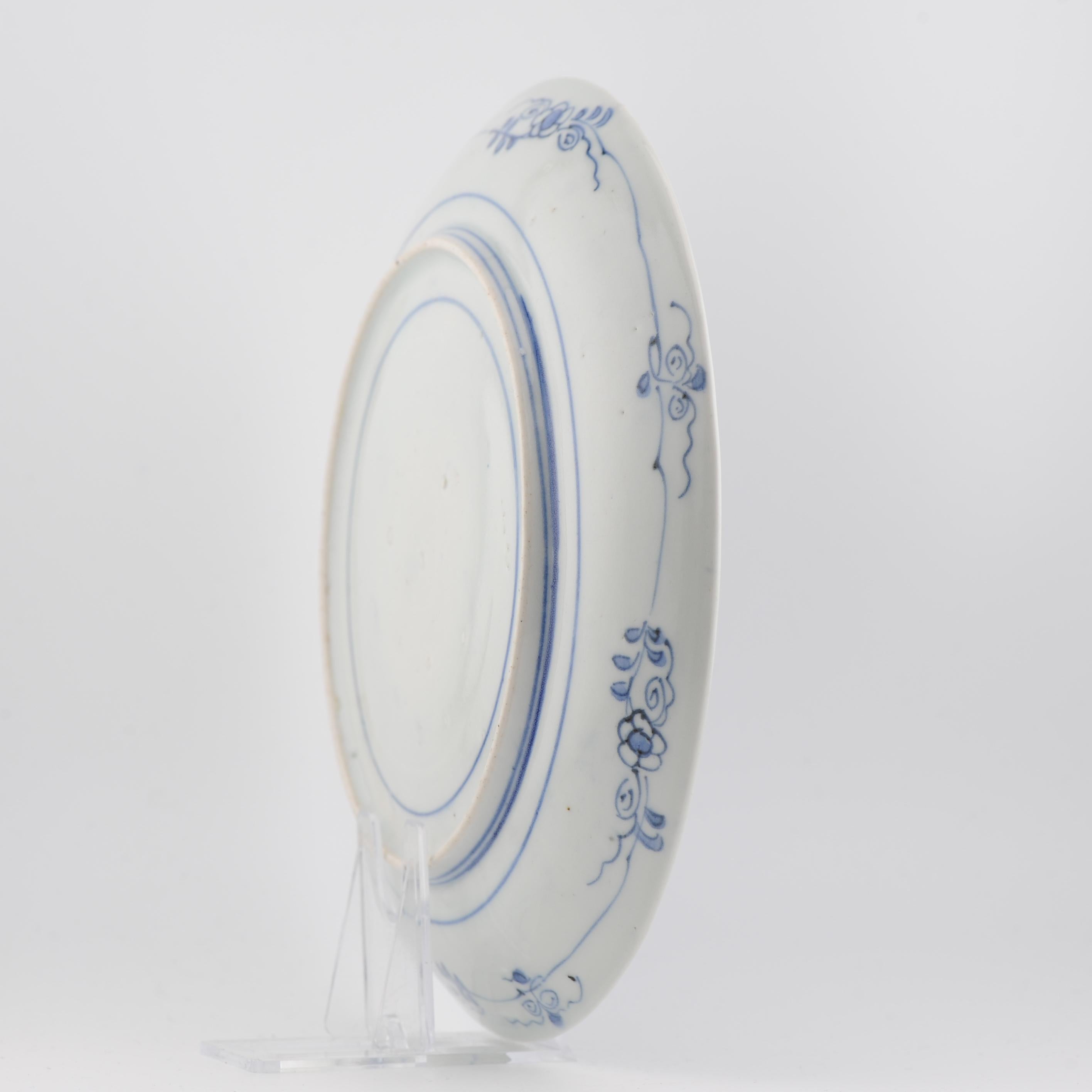 Rarísimo Plato de hojas de porcelana Ko-Kutani / Ko-Imari del periodo Edo de 17C, azul y blanco. en venta 8