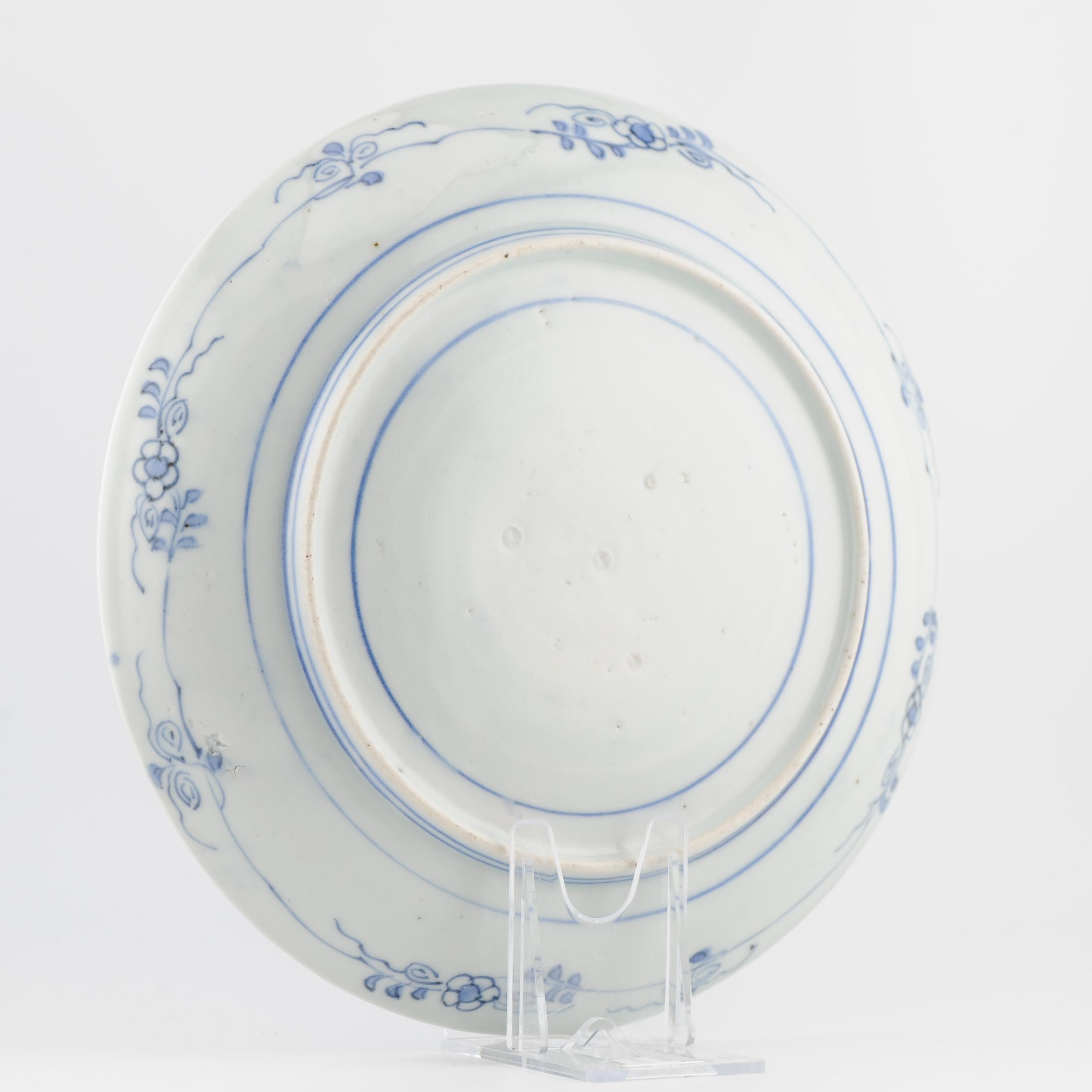 Rarísimo Plato de hojas de porcelana Ko-Kutani / Ko-Imari del periodo Edo de 17C, azul y blanco. en venta 4