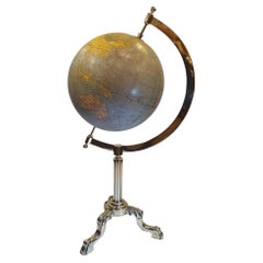 Very Rare 1940’s World Globe on Original Polished Brass Stand