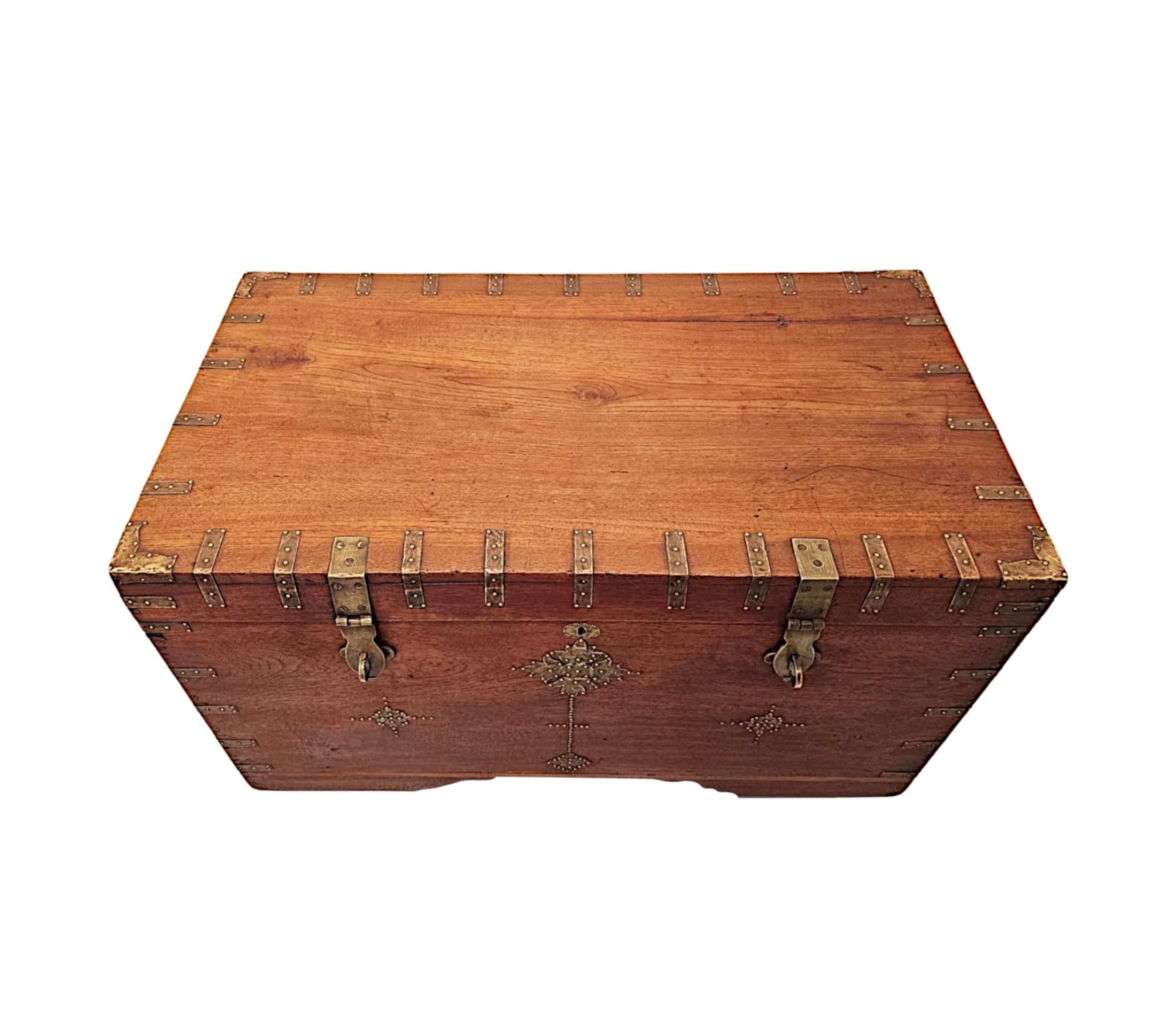 Brass  A Very Rare 19th Century Anglo Indian Travelling Trunk For Sale