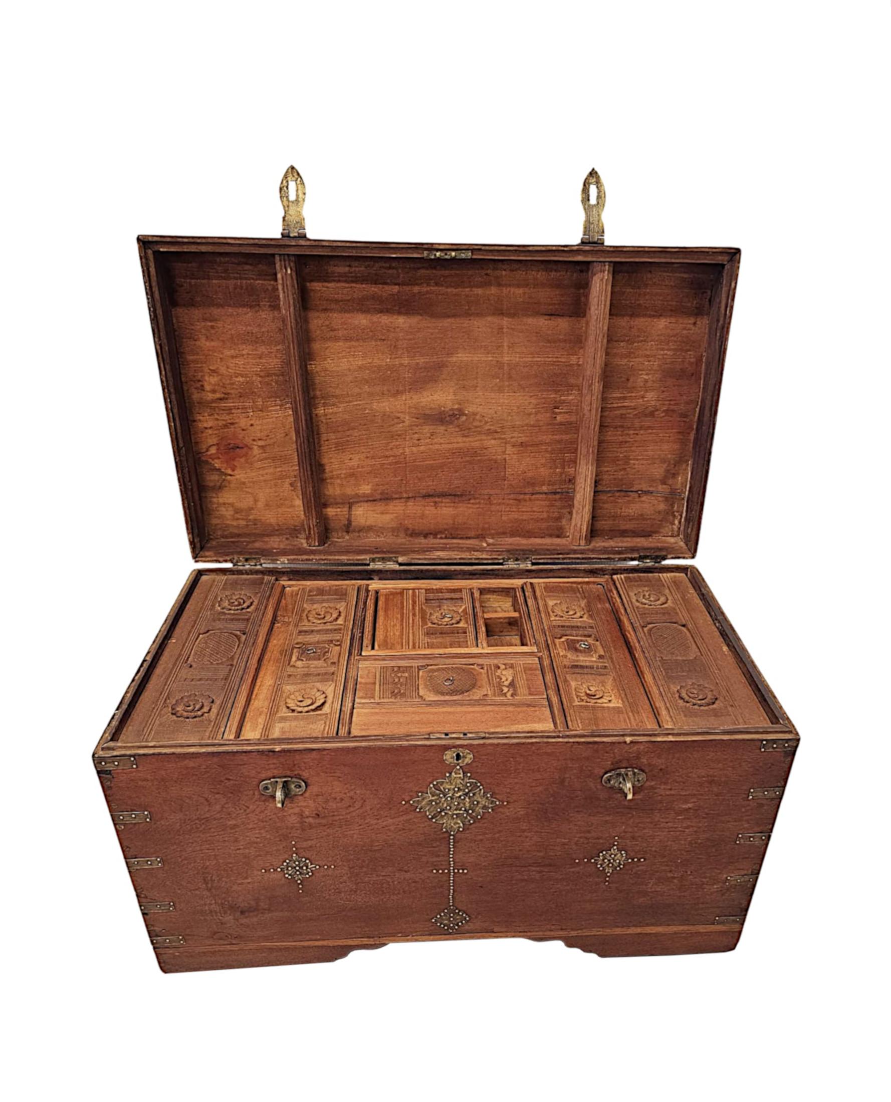  A Very Rare 19th Century Anglo Indian Travelling Trunk For Sale 1