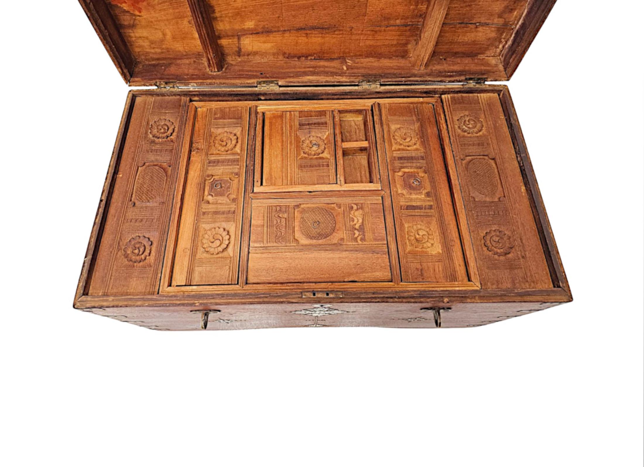  A Very Rare 19th Century Anglo Indian Travelling Trunk For Sale 2