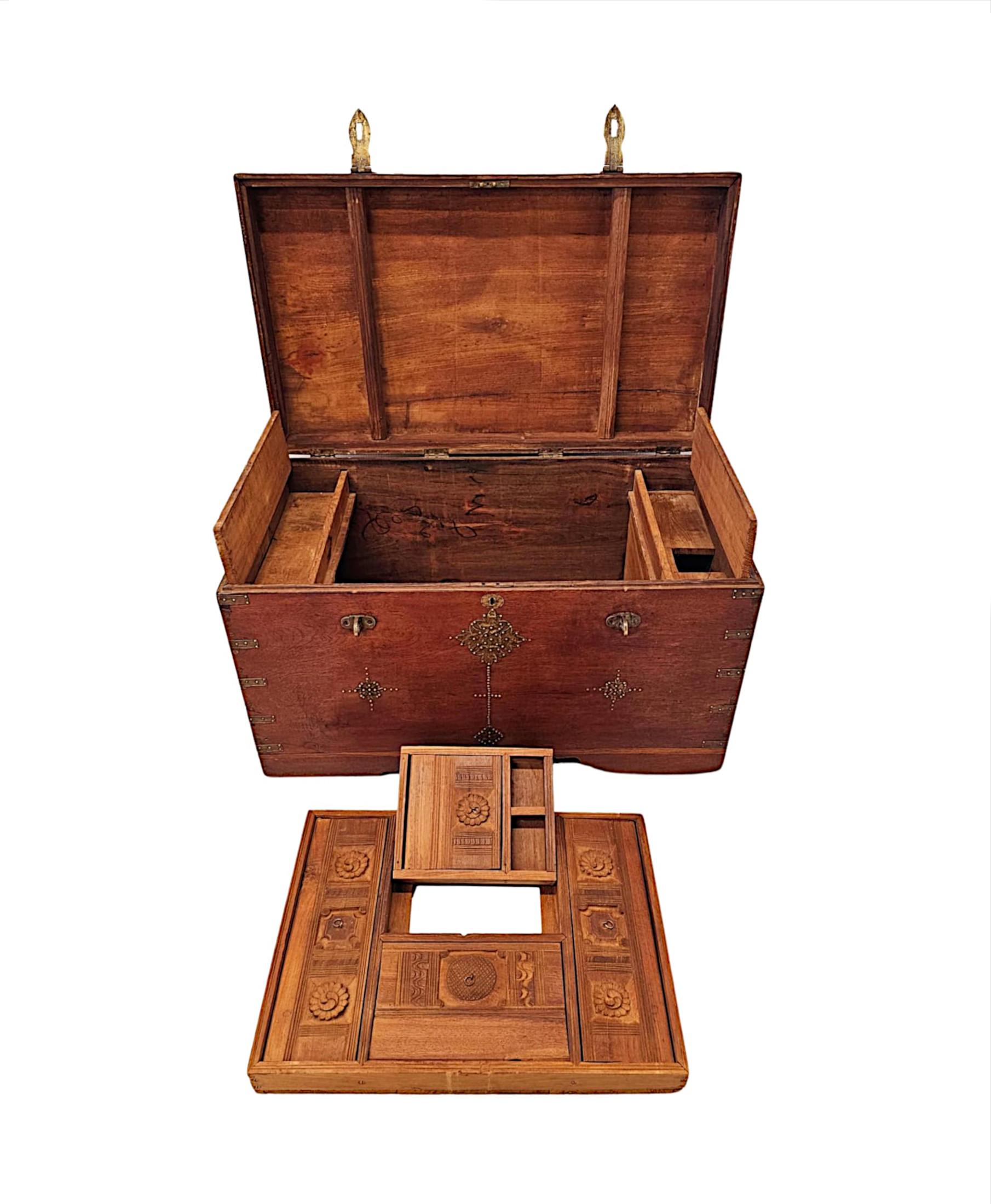  A Very Rare 19th Century Anglo Indian Travelling Trunk For Sale 3