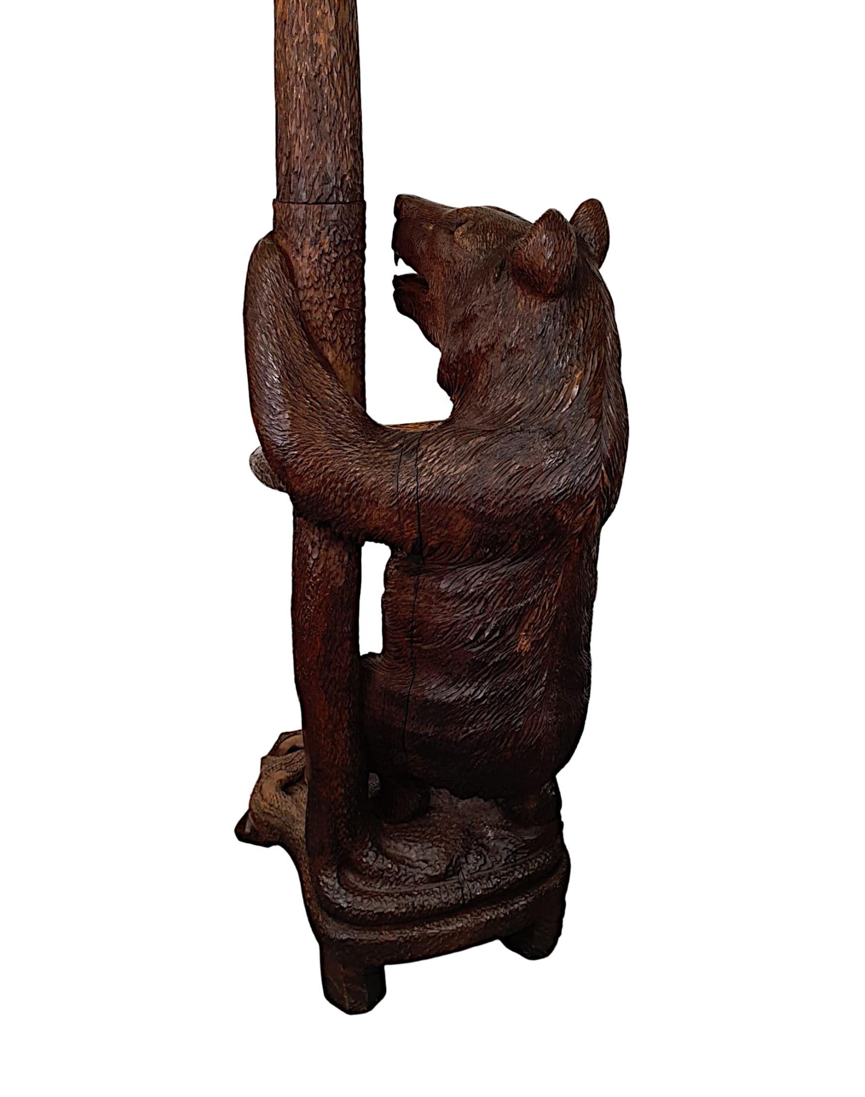 German Very Rare 19th Century Carved Black Forest Bear Coat or Stick Stand
