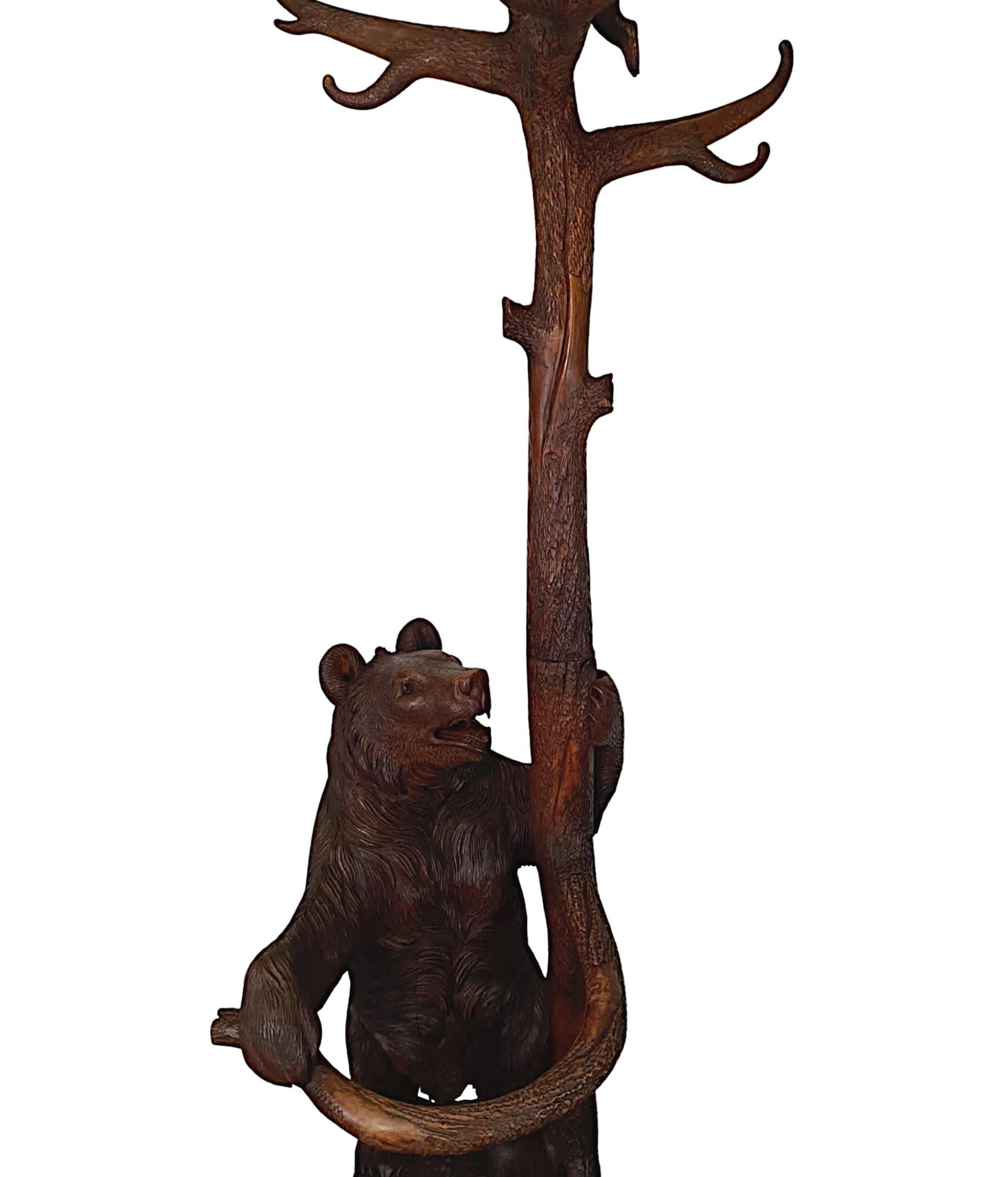 Very Rare 19th Century Carved Black Forest Bear Coat or Stick Stand 2
