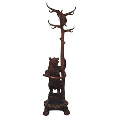 Antique Very Rare 19th Century Carved Black Forest Bear Coat or Stick Stand