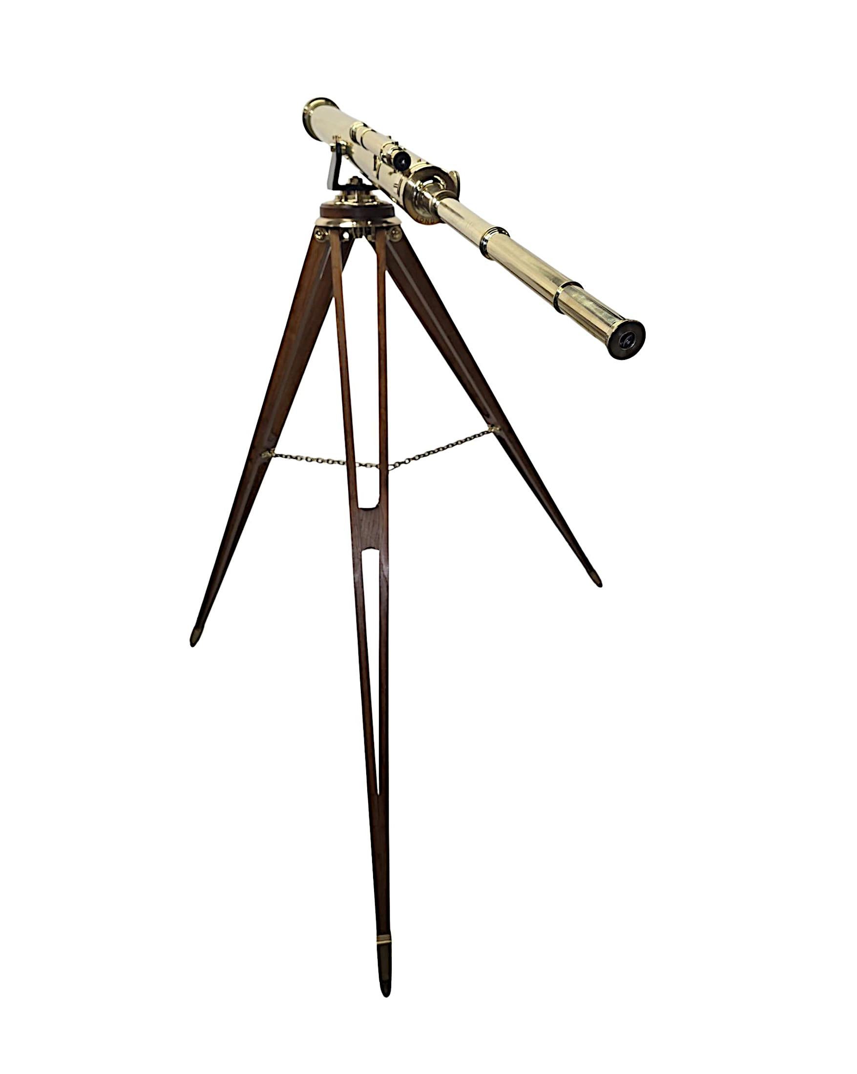 A Very Rare 19th Century Four Inch Diameter Telescope by 'Steward of London' (Messing) im Angebot