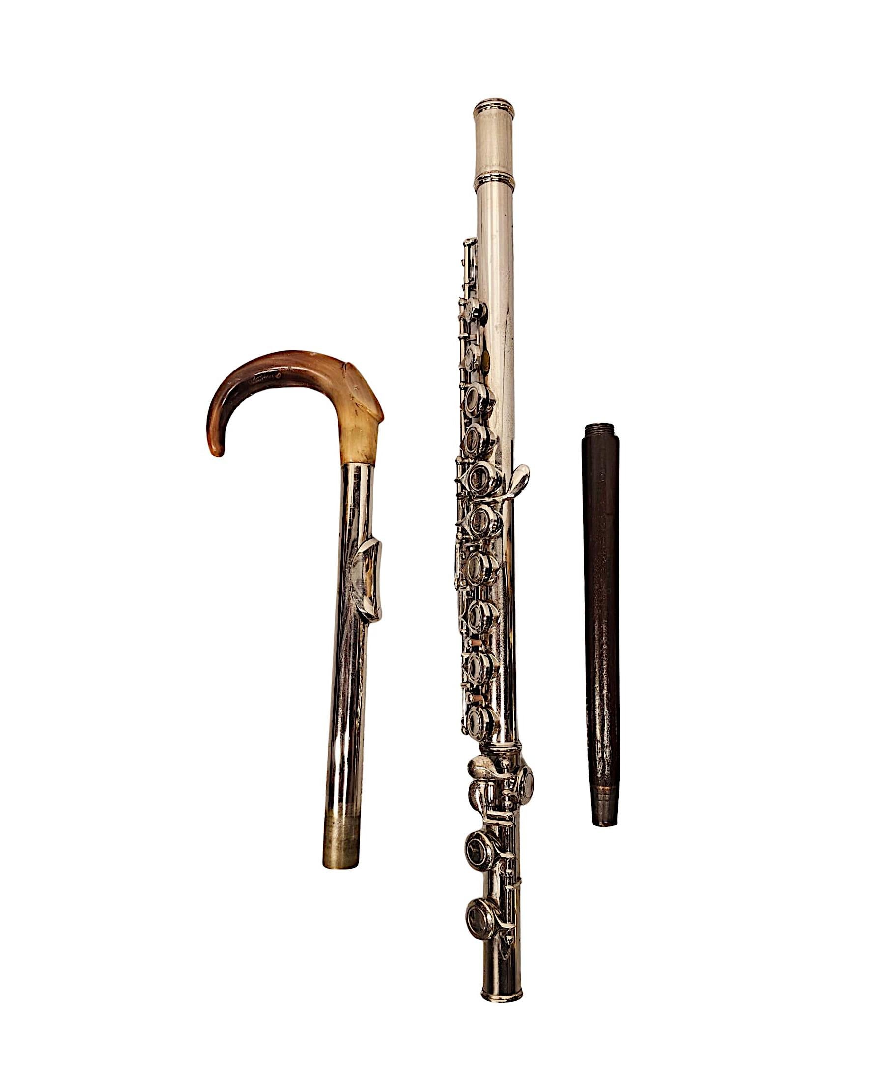 Anglais Très rare canne de marche à flûte du 19e siècle en vente