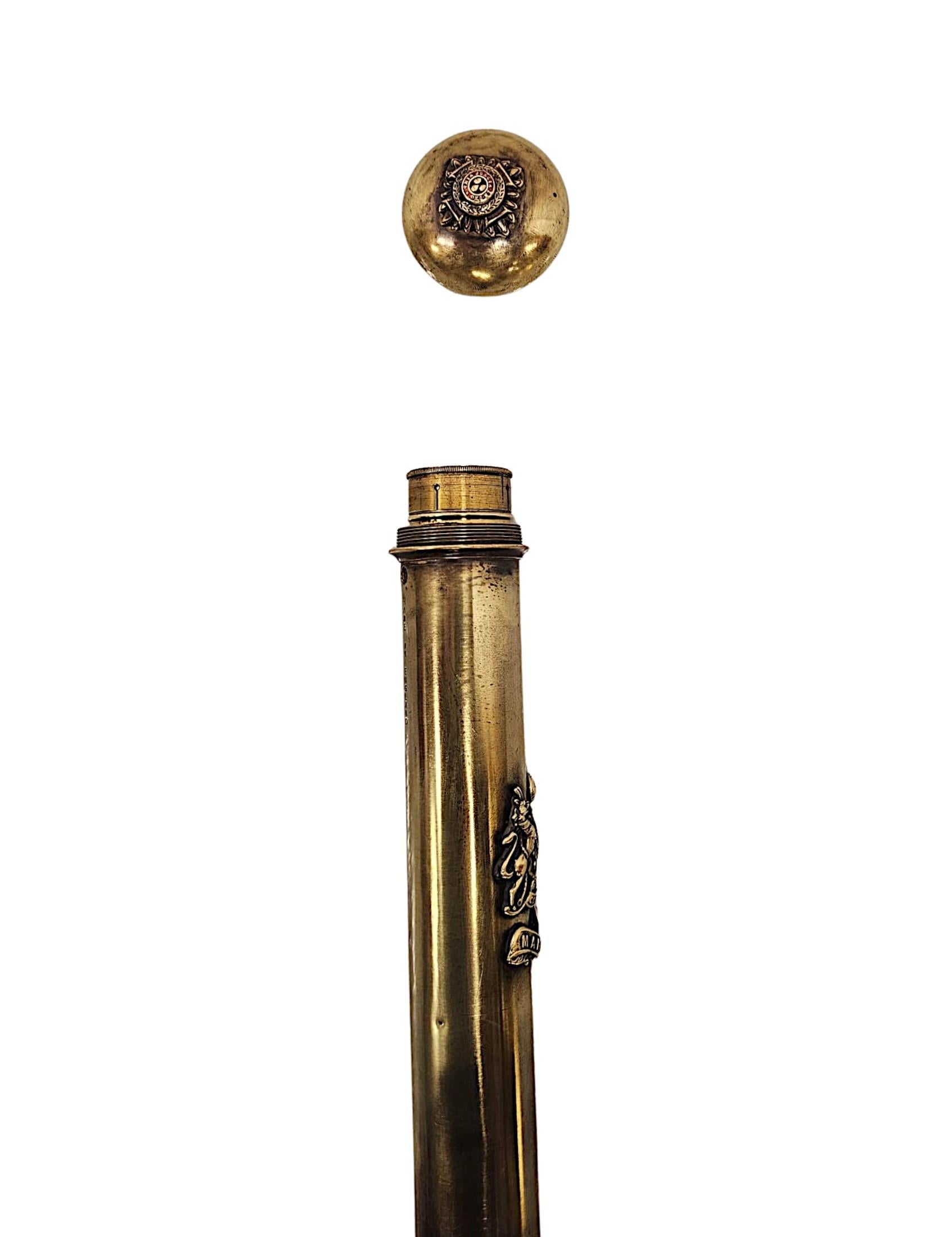 Rarísimo bastón artilugio del siglo XIX con telescopio de latón en venta 5