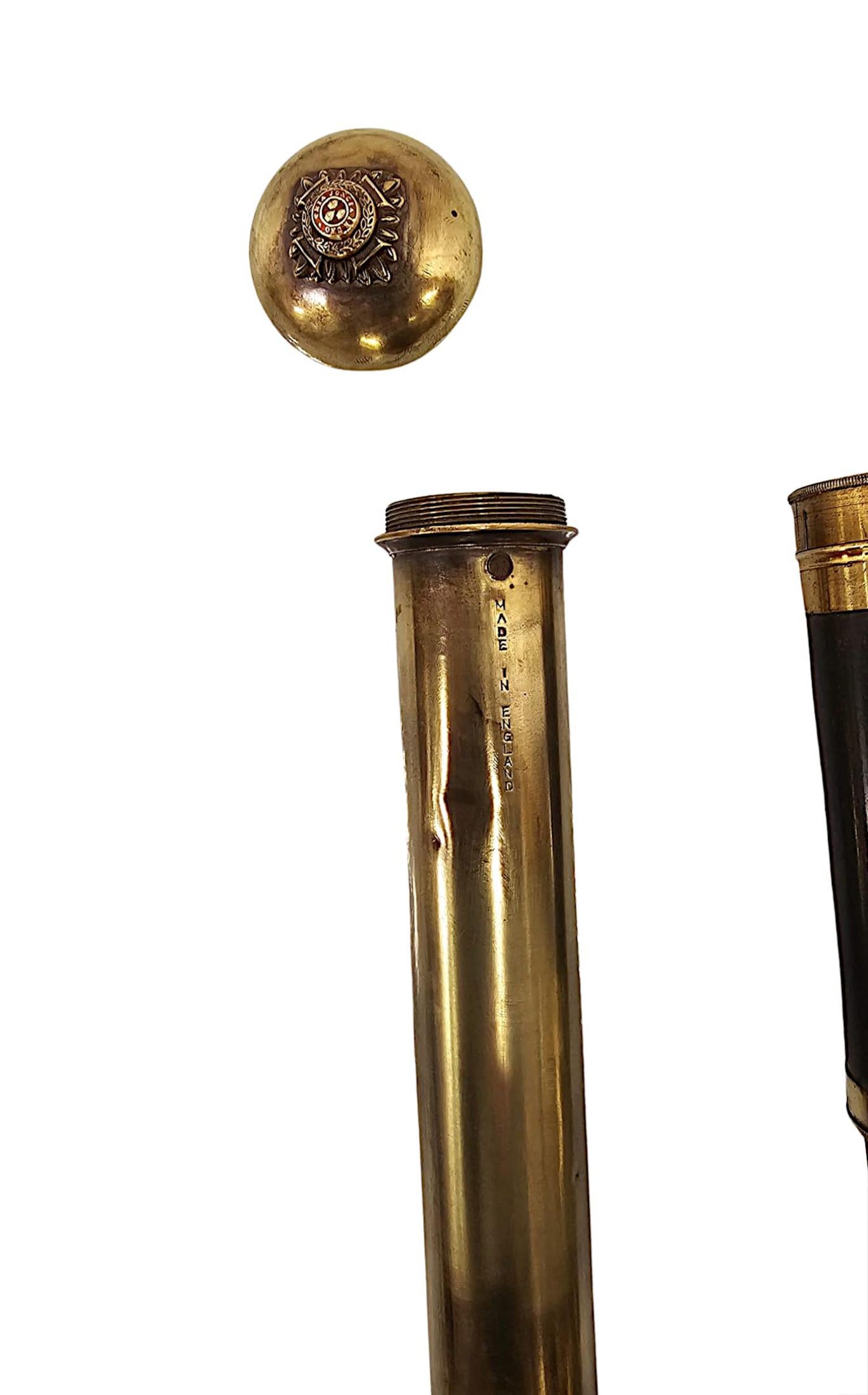 Rarísimo bastón artilugio del siglo XIX con telescopio de latón en venta 4
