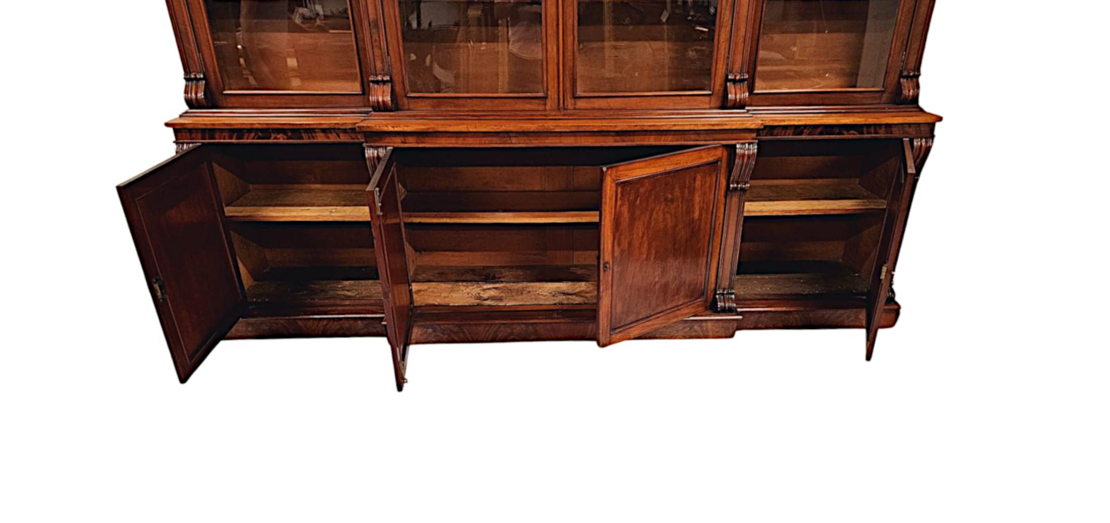 A Very Rare 19th Century Irish Breakfront Bookcase Labelled 'Strahan of Dublin' For Sale 7