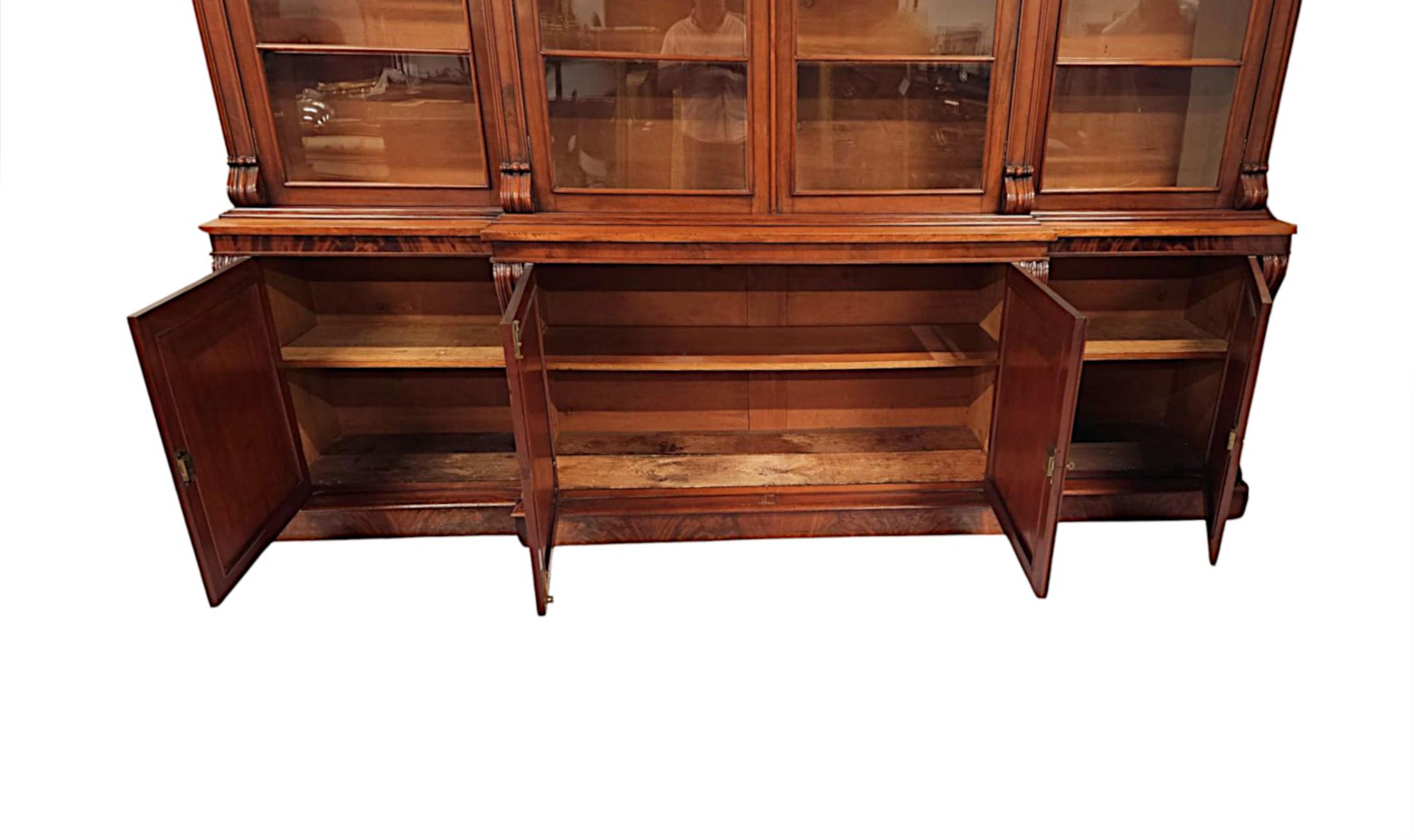 A Very Rare 19th Century Irish Breakfront Bookcase Labelled 'Strahan of Dublin' For Sale 8