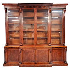 A Very Rare 19th Century Irish Breakfront Bookcase Labelled 'Strahan of Dublin'