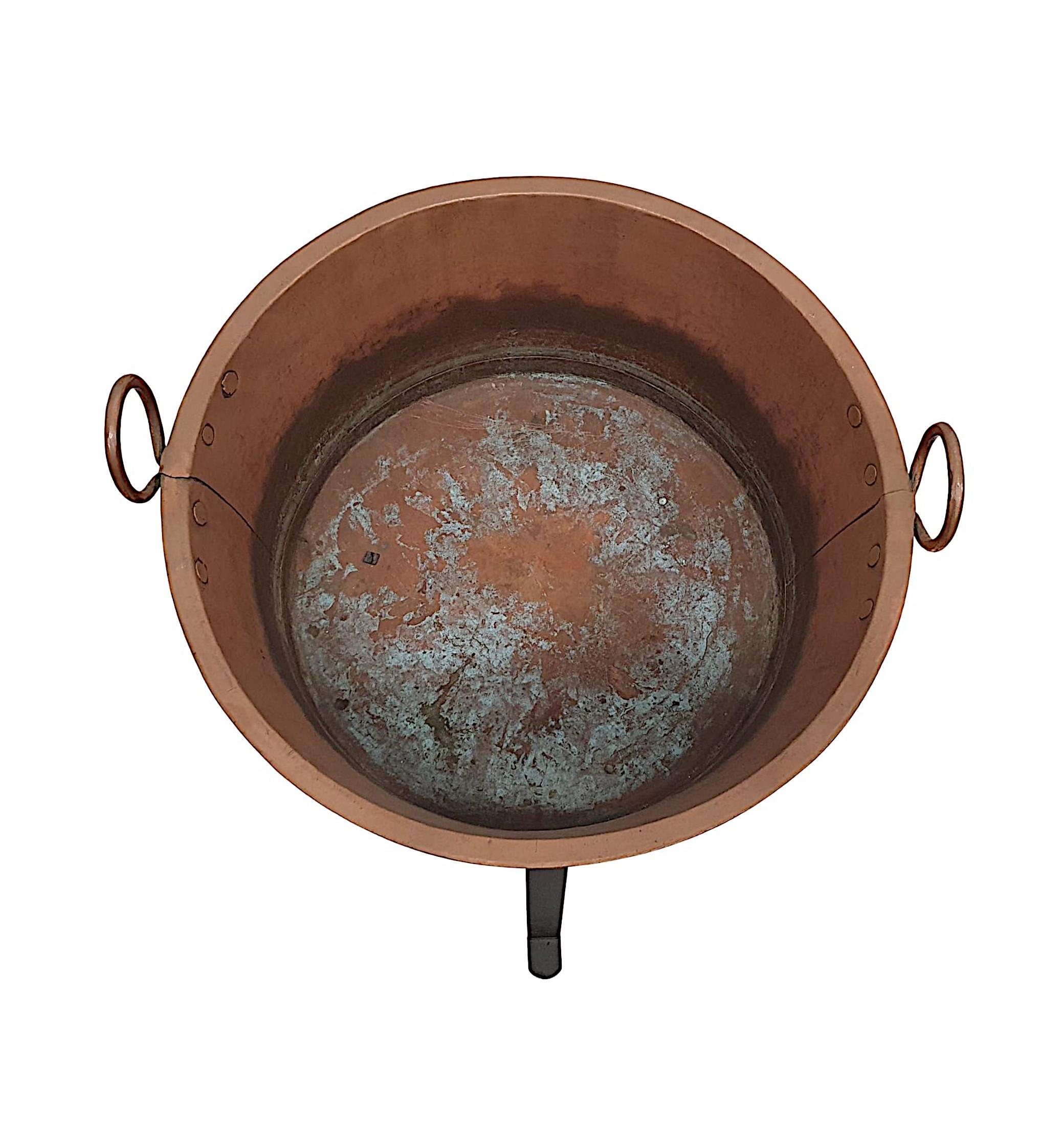 Metal  A Very Rare 19th Century Large Copper Log Bucket  For Sale