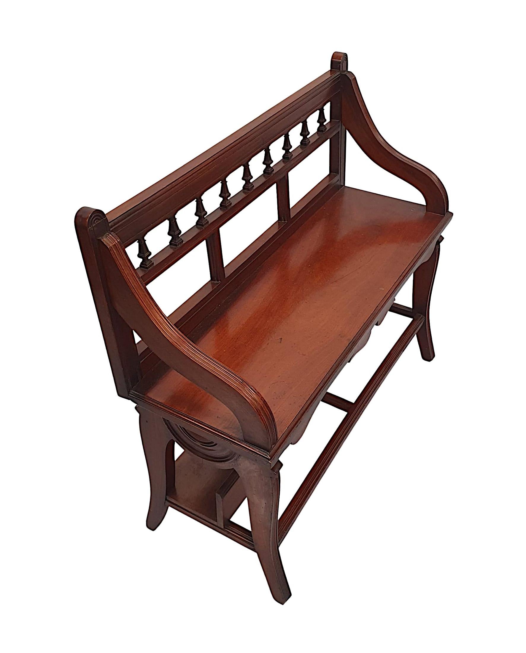 A Very Rare 19th Century Mahogany Hall Bench In Good Condition For Sale In Dublin, IE