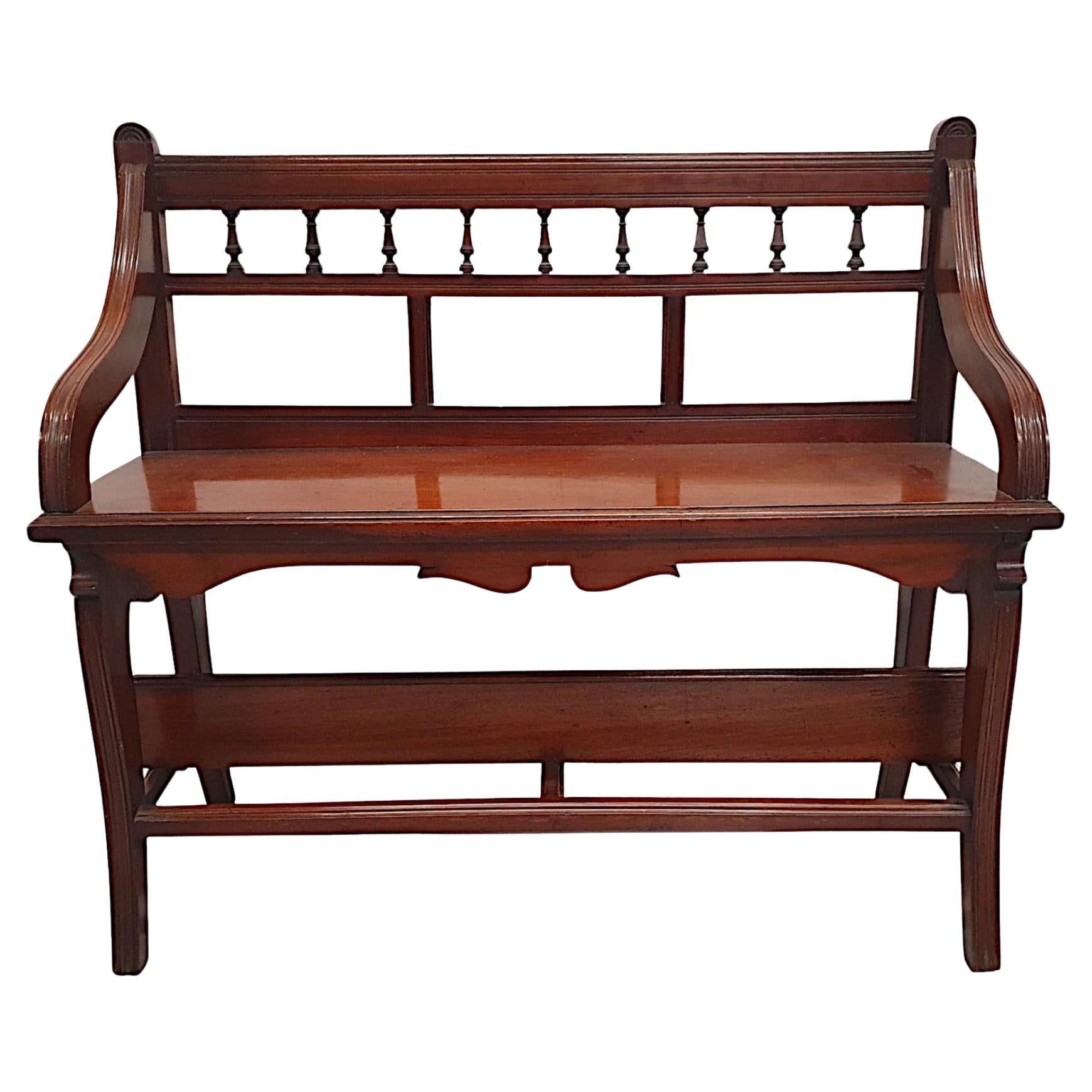 A Very Rare 19th Century Mahogany Hall Bench For Sale