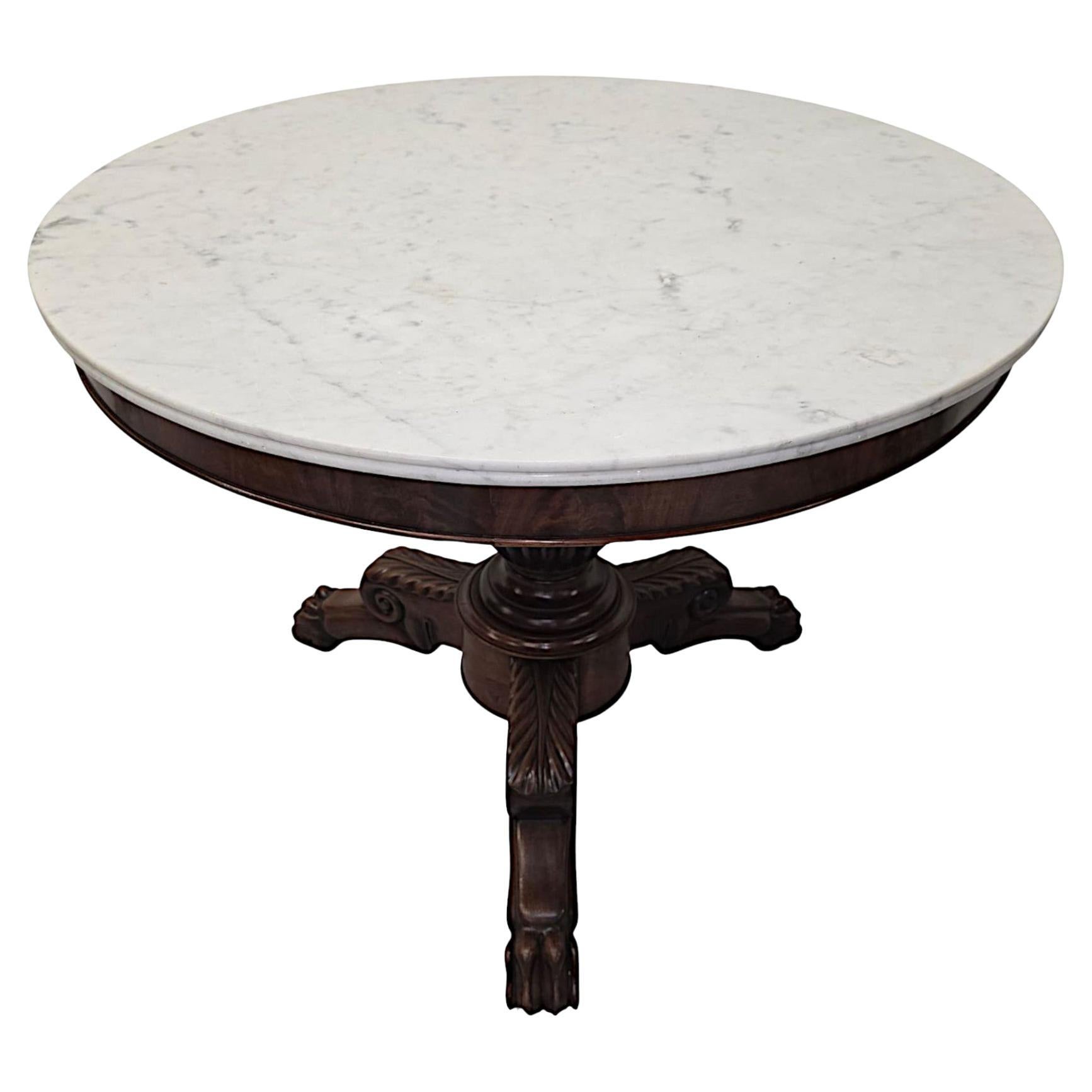 A Very Rare 19th Century Marble Top Mahogany Based Centre Table