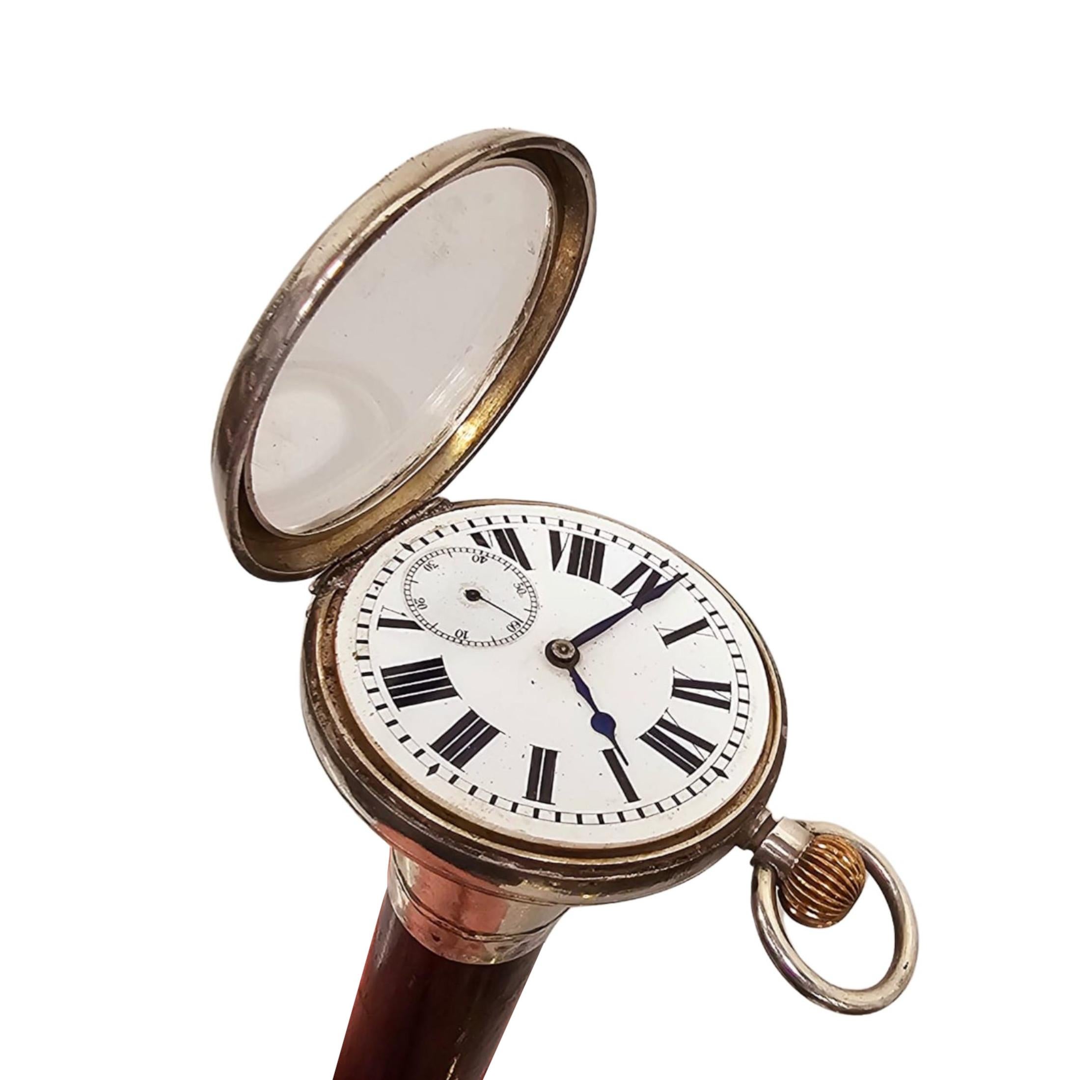 A Very Rare 19th Century Silver Watch Walking Stick In Good Condition For Sale In Dublin, IE
