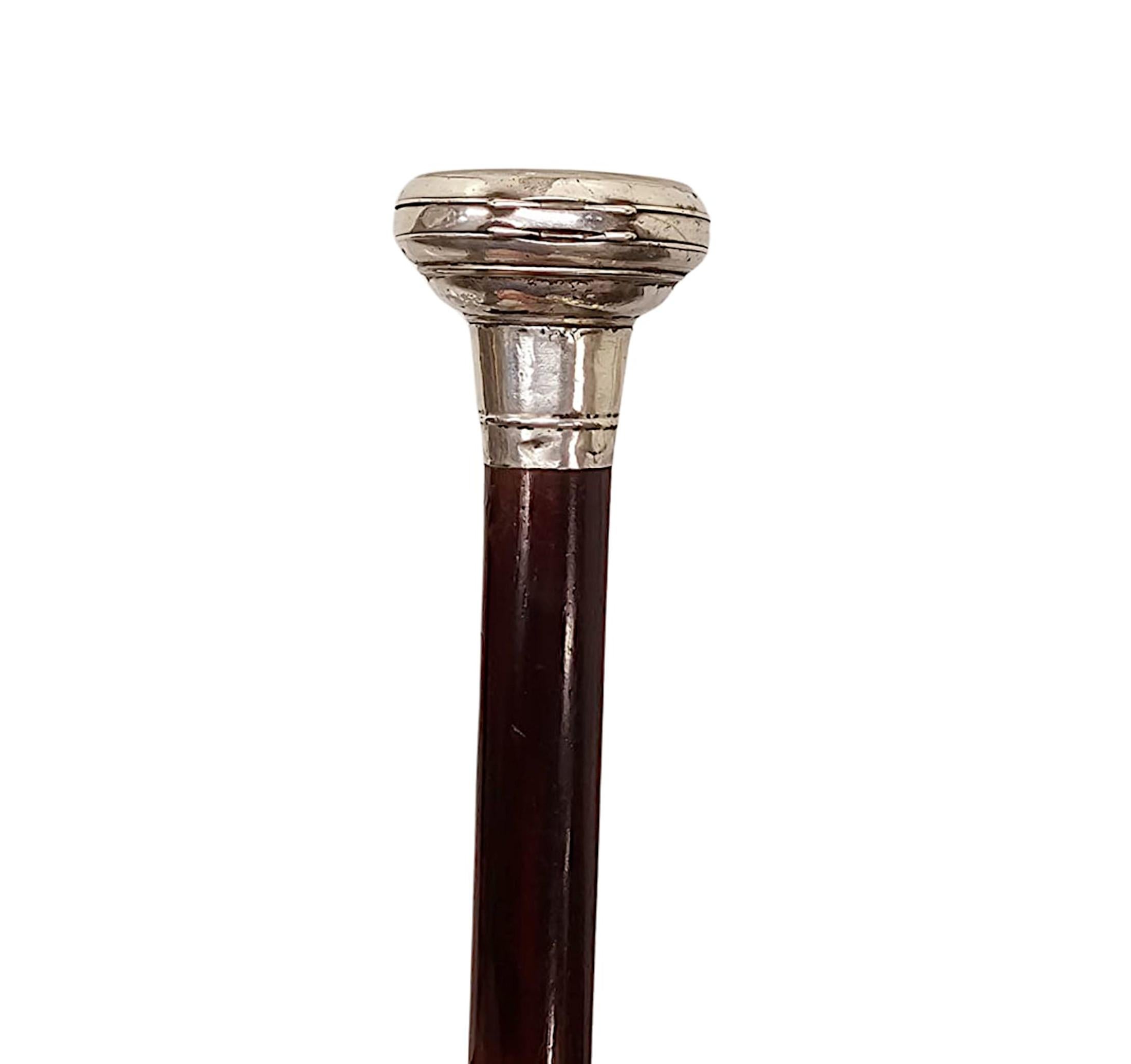A Very Rare 19th Century Silver Watch Walking Stick For Sale 2