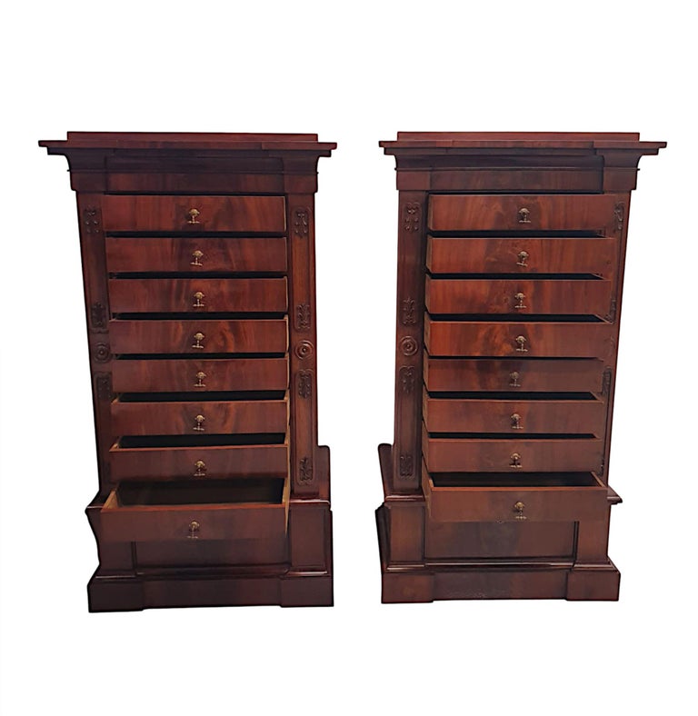 Very Rare and Exceptional Pair of 19th Century Tall Boy Chests of