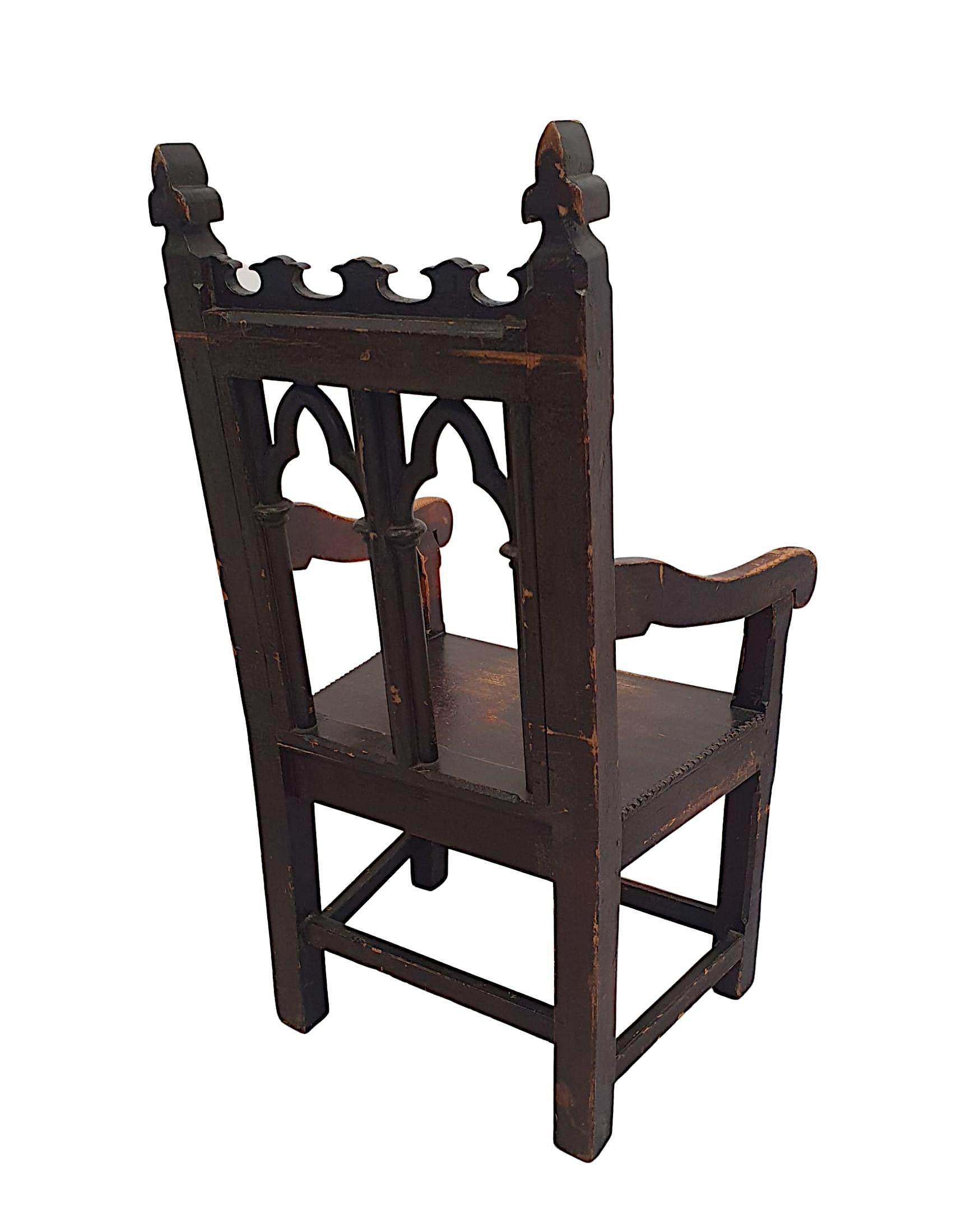 Un très rare fauteuil gothique du 19ème siècle en orme et pin Bon état - En vente à Dublin, IE