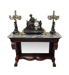 A Very Rare and Fine 19th Century French Marble and Bronze Garniture Clock Set