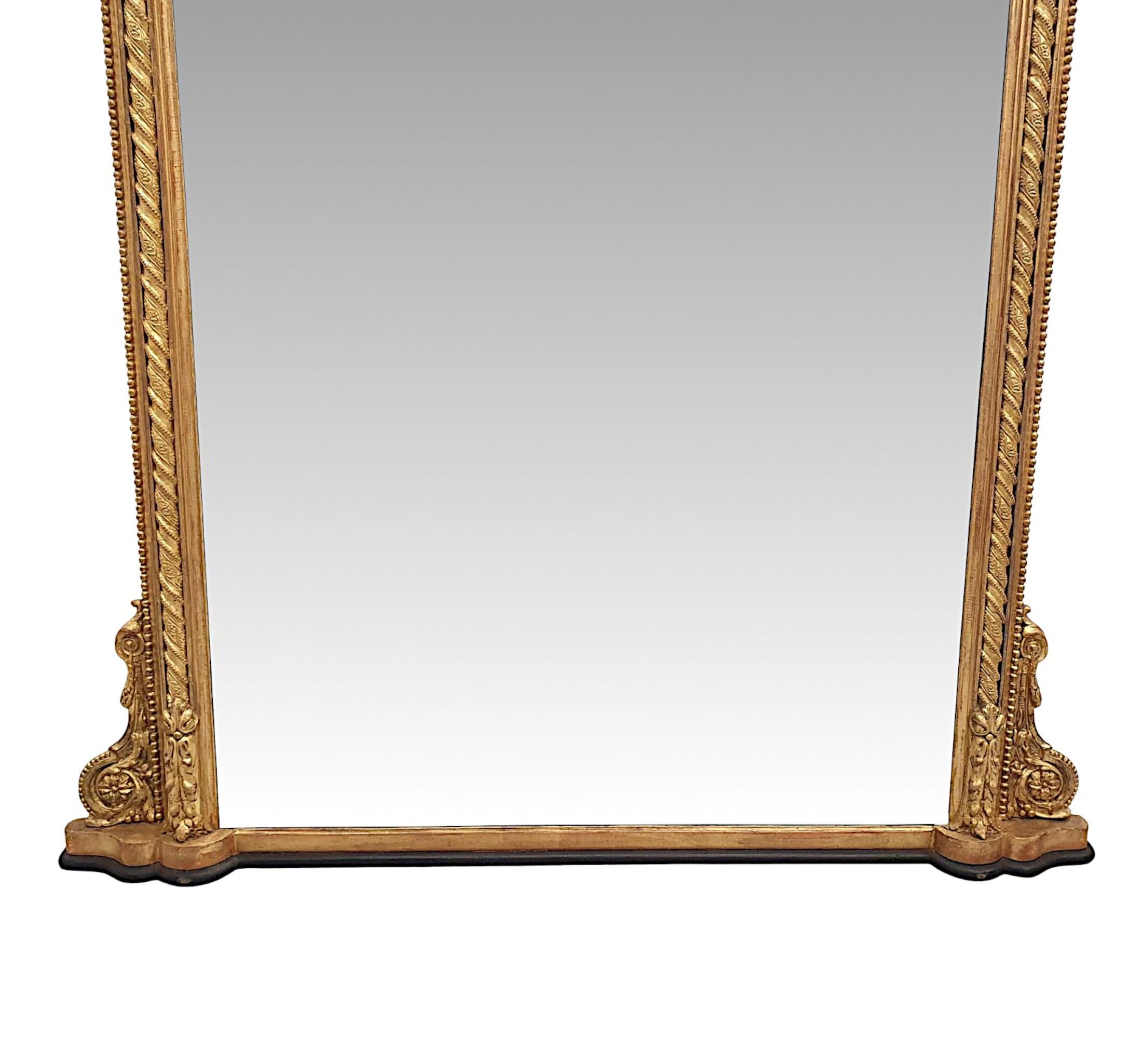 Very Rare and Fine 19th Century Giltwood Arch Top Overmantle Mirror In Good Condition In Dublin, IE
