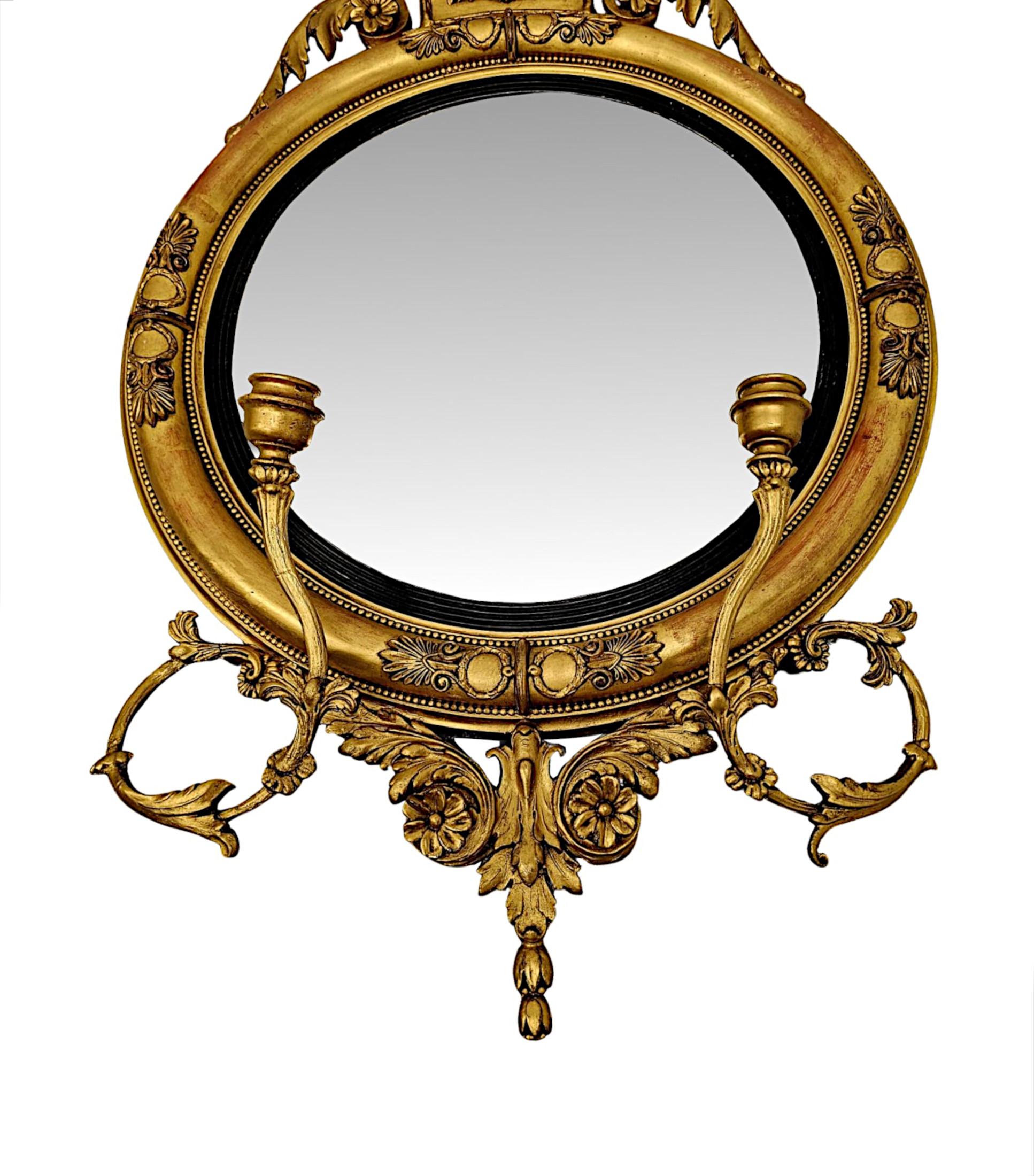  Ein sehr seltener und schöner Girandole-Spiegel aus Giltwood aus dem 19. (Englisch) im Angebot