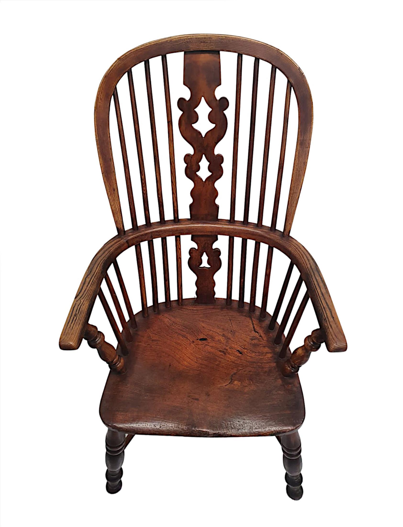 Very Rare and Fine 19th Century High Back Windsor Armchair In Good Condition For Sale In Dublin, IE