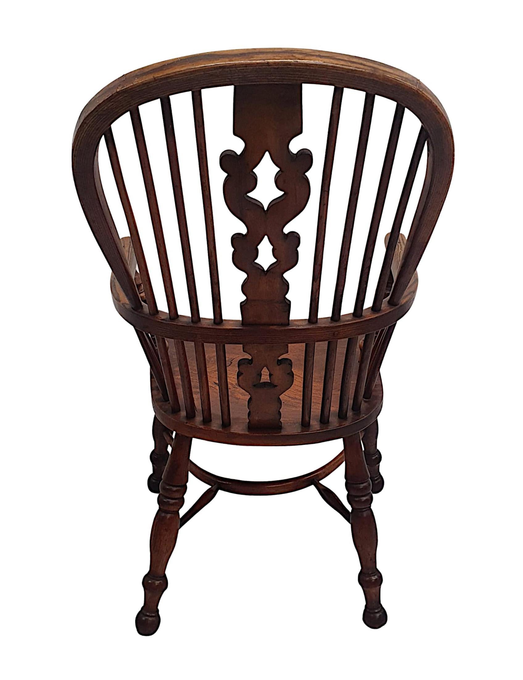 Ash Very Rare and Fine 19th Century High Back Windsor Armchair For Sale