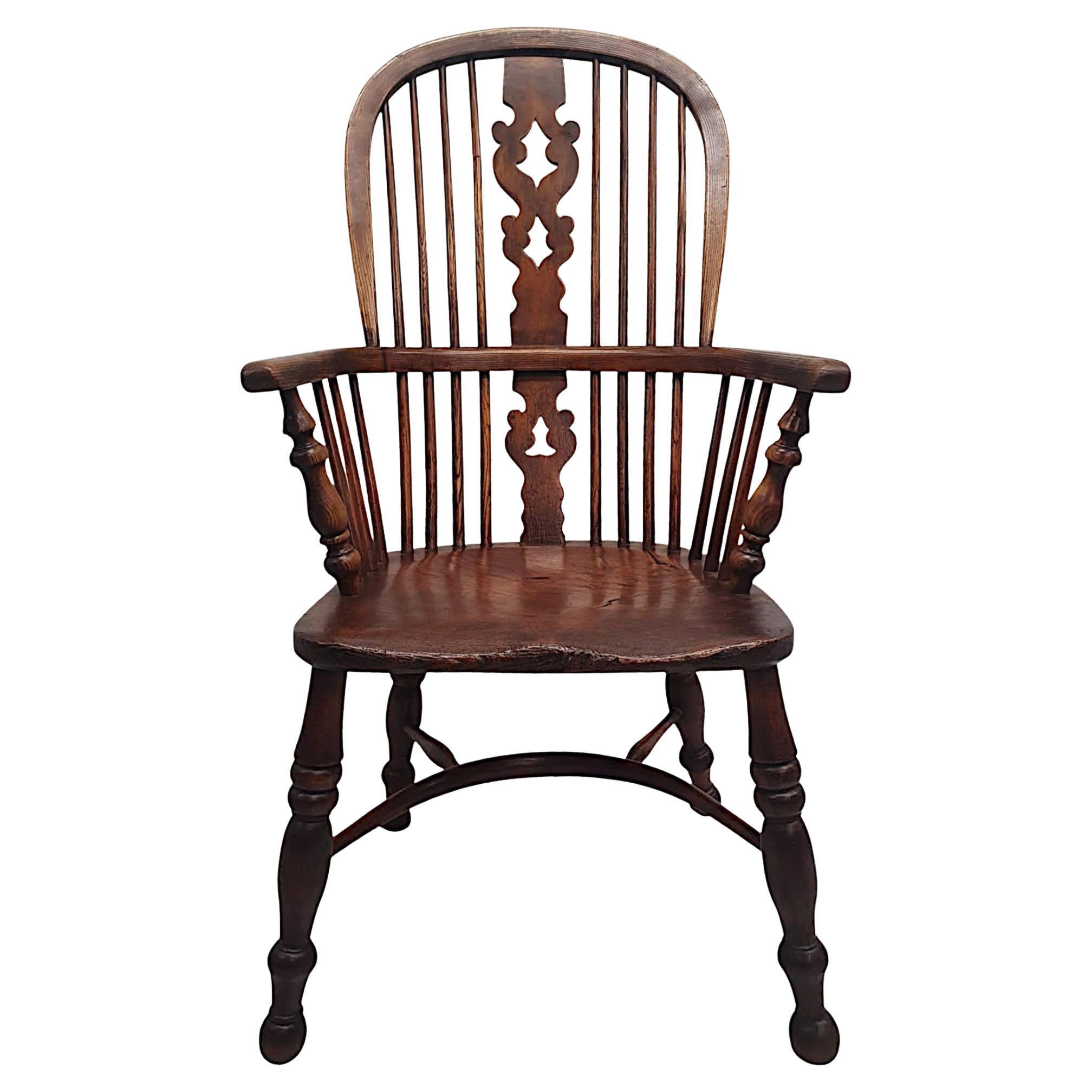 Très rare fauteuil Windsor du 19ème siècle à haut dossier