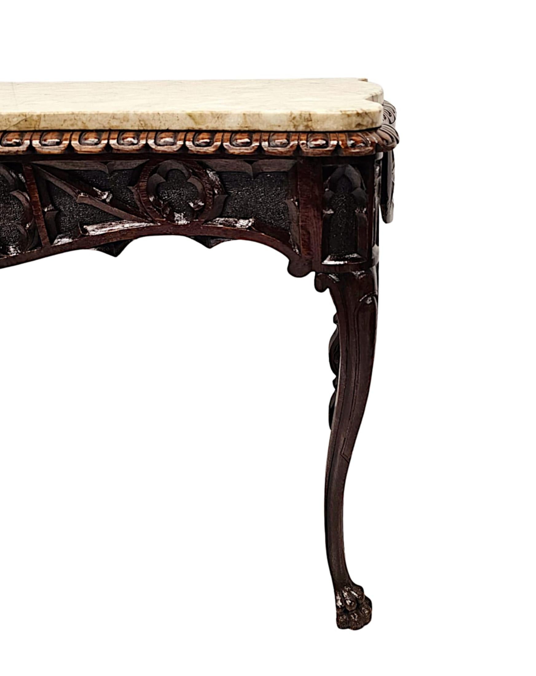 Marble  A Very Rare and Fine 19th Century Irish Gothic Hall or Console Table  For Sale