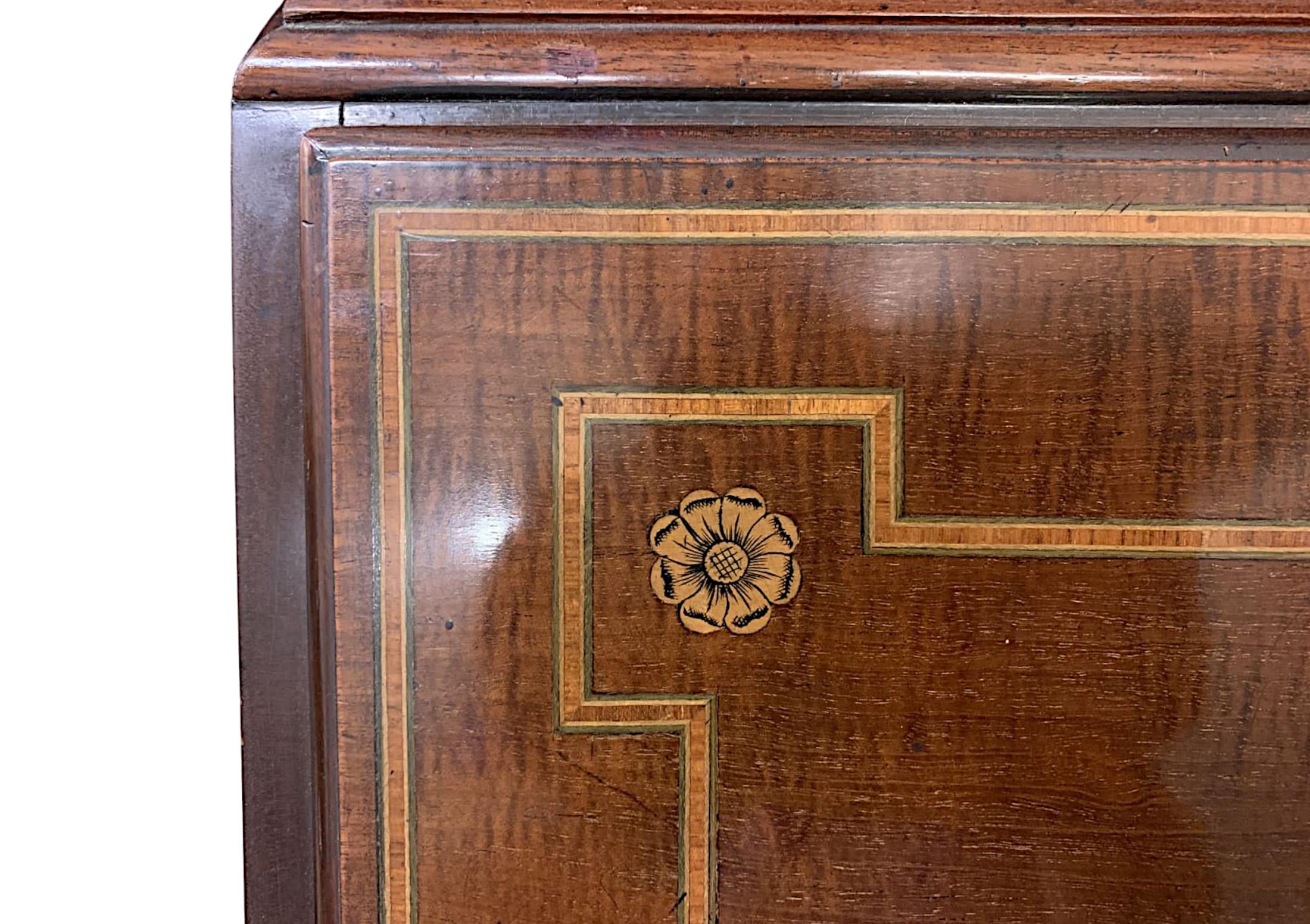 Very Rare and Fine Early 19th Century Georgian Inlaid Bureau Bookcase For Sale 15