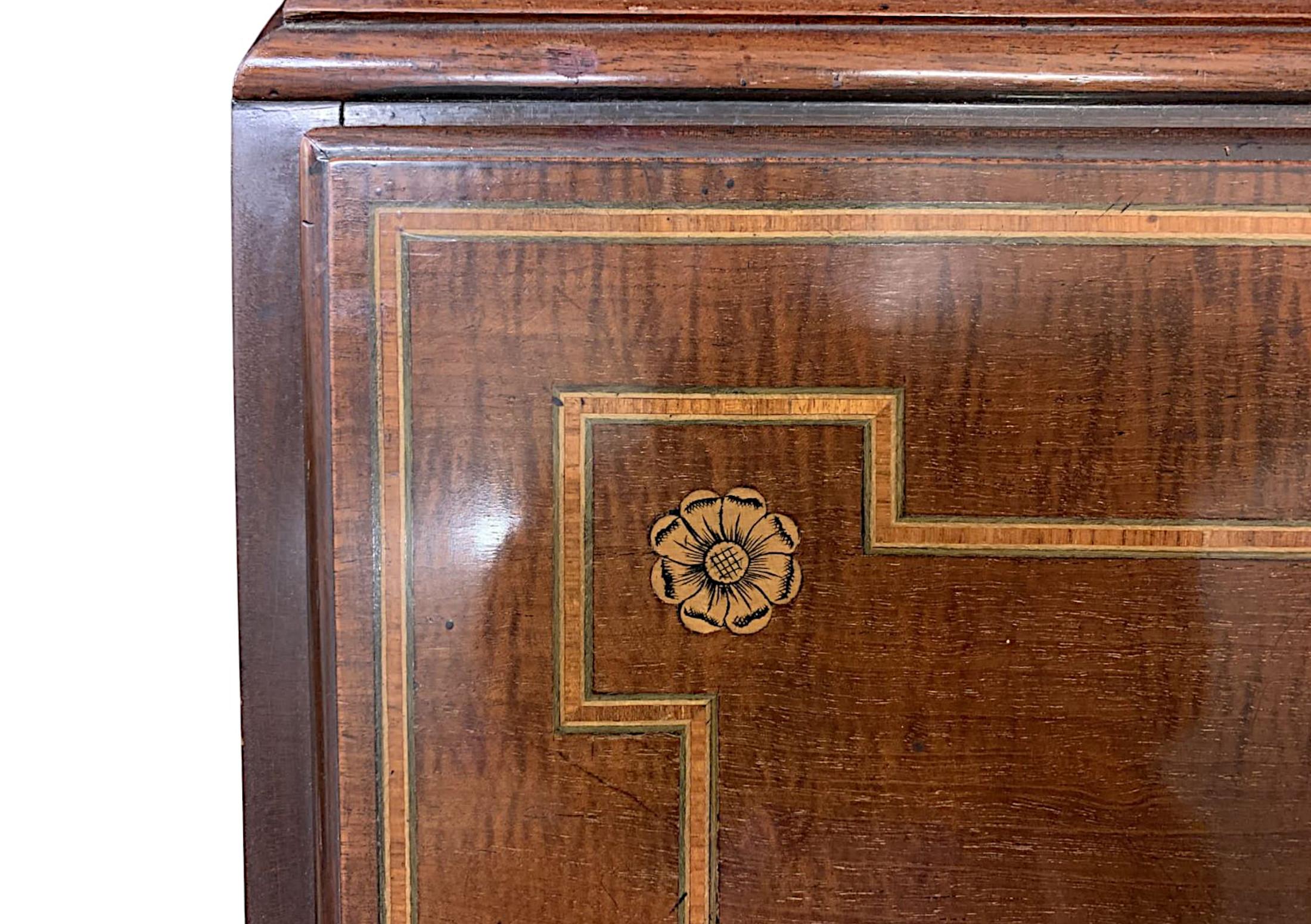 Très rare et belle bibliothèque de bureau incrustée géorgienne du début du XIXe siècle en vente 14