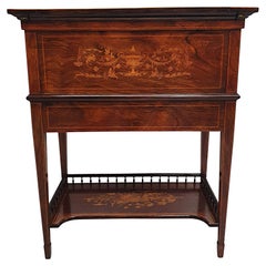 Very Rare and Fine Edwardian Marquetry Inlaid Desk by John Bagshaw and Sons