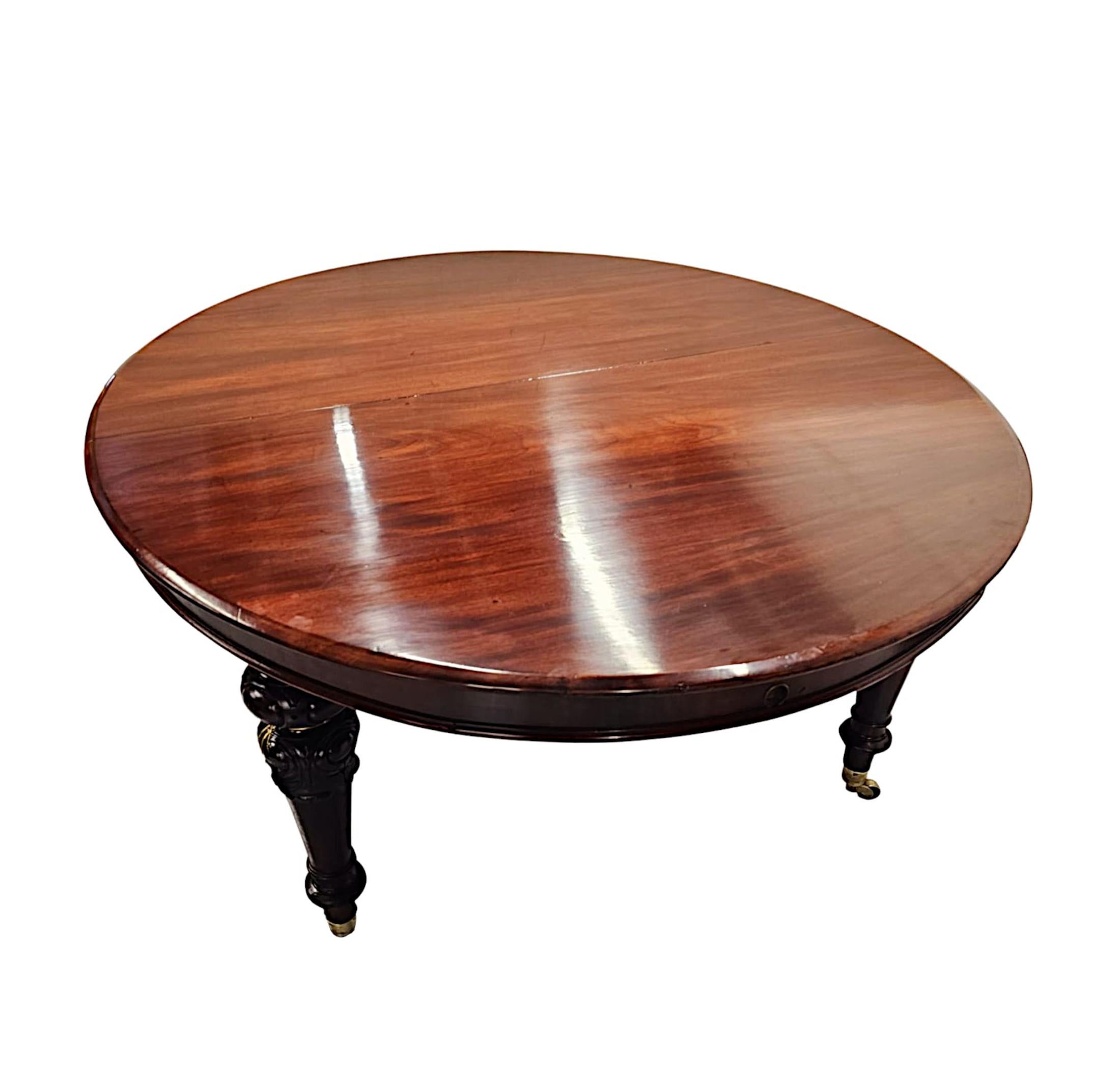 Laiton Une très rare table de salle à manger irlandaise du 19e siècle dans le style de Strahan en vente