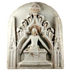 Un très rare et important relief en marbre représentant la "Resurrection du Christ".