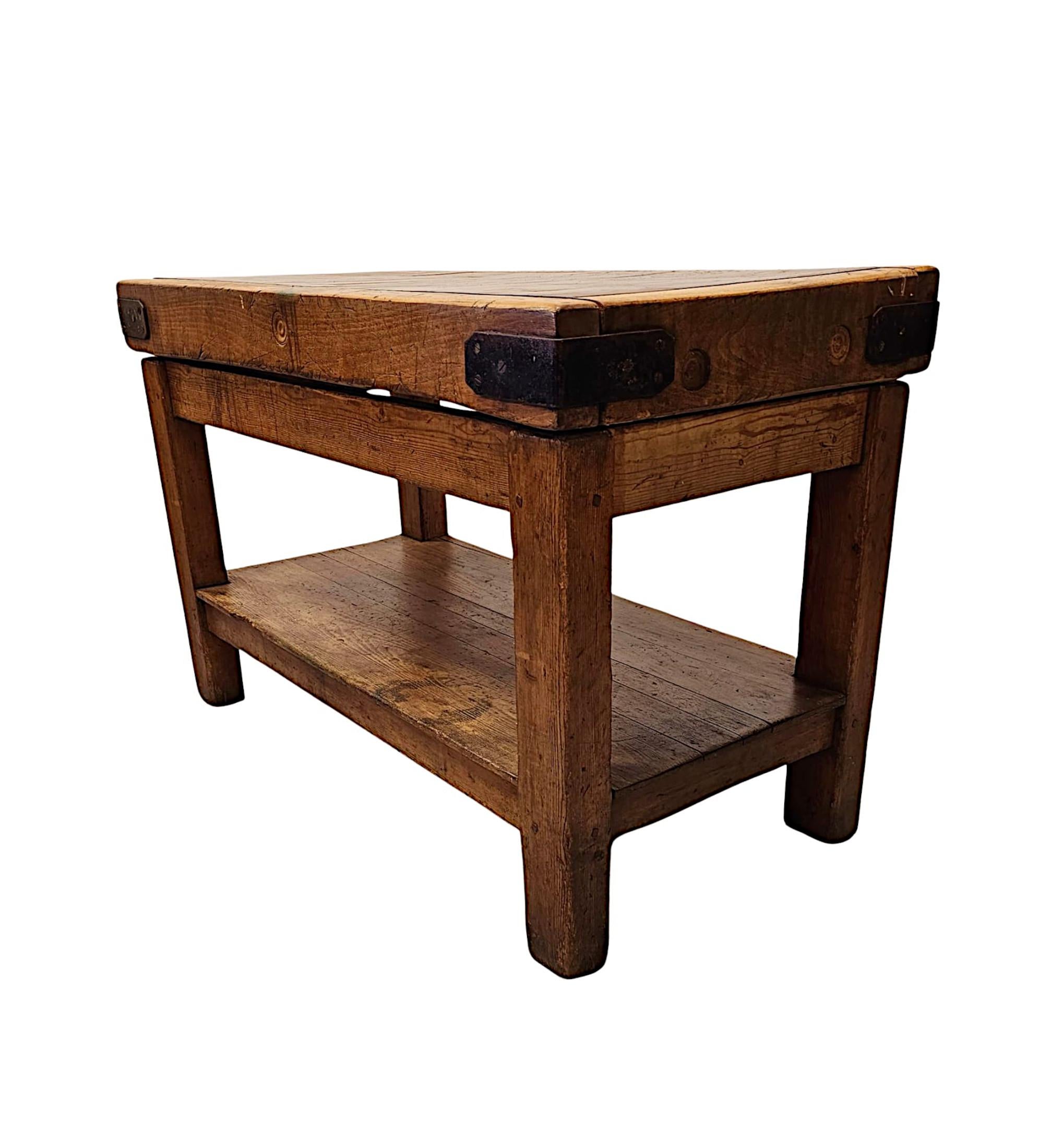 French A Very Rare and Impressive 19th Century Butchers Block Table 
