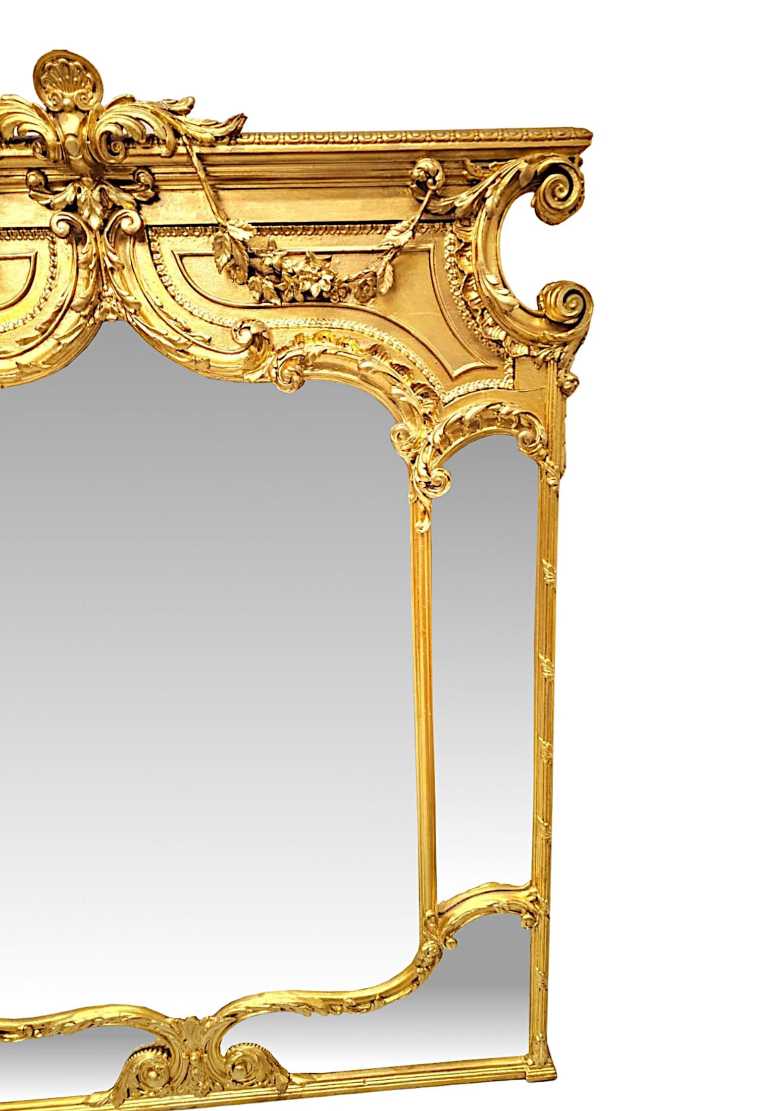 Anglais Un très rare et impressionnant miroir de trumeau Margin en bois doré du 19ème siècle en vente