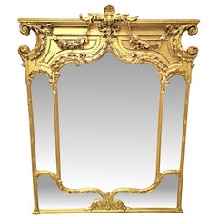 A Very Rare and Impressive 19th Century Giltwood Margin Overmantel Mirror