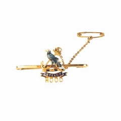 A Very Rare and Poignant HMS Hood Sweetheart Brooch in 18ct Gold and Enamel