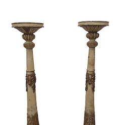 Very Rare and Unusual Pair of 19th Century Parcel Gilt Torcheres
