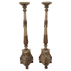 Very Rare and Unusual Pair of 19th Century Parcel Gilt Torcheres